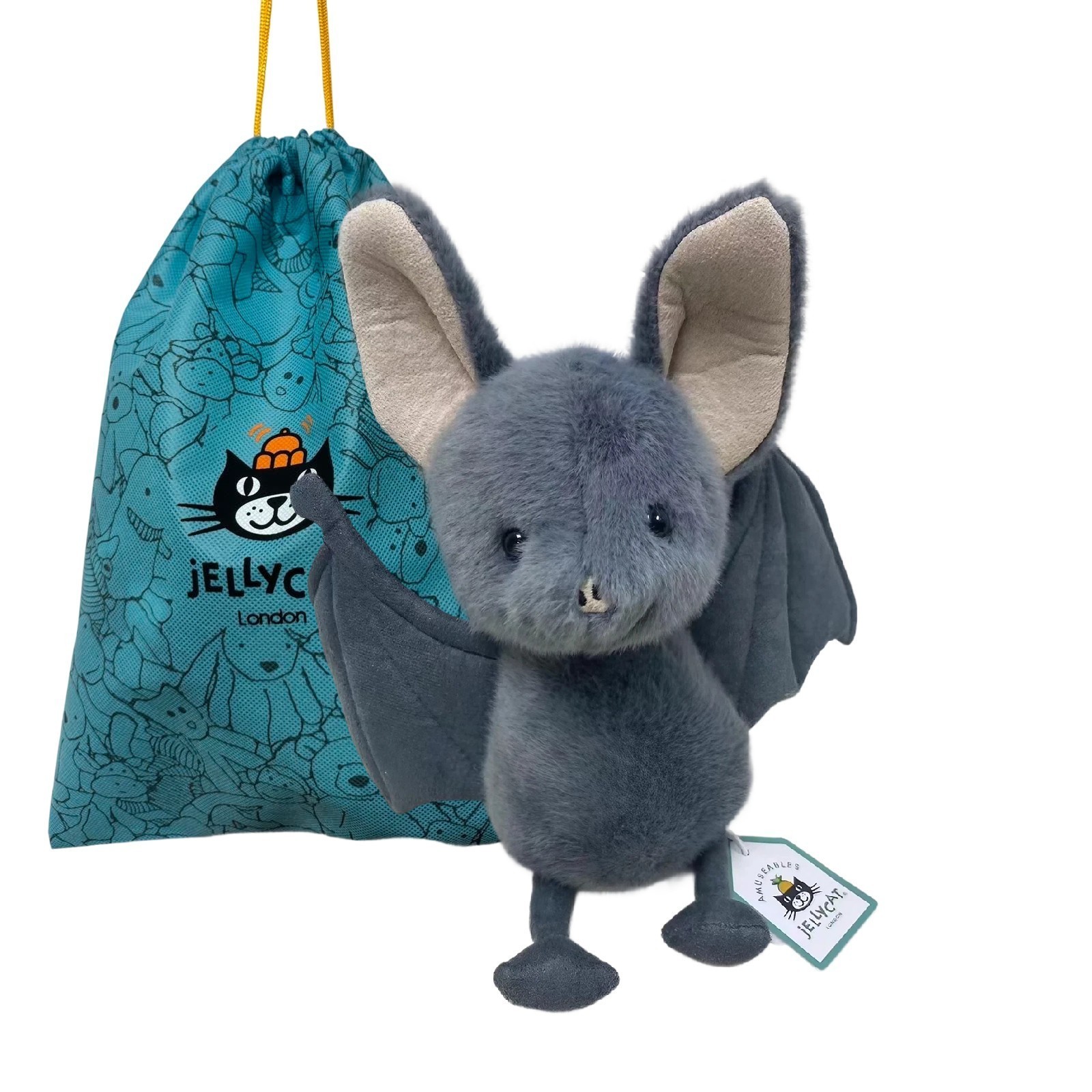 Jellycat Broox Bat Halloween Plush Toy Gray Brand New With Tag & Dust Bag Gifts