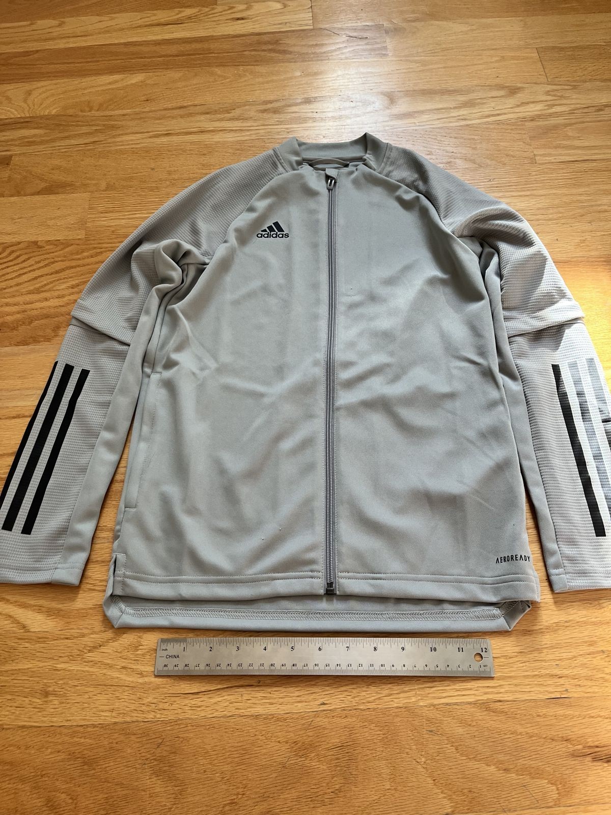 adidas Boys\' Grey Aeroready Full Zip Track Jacket Size 11-12Y 152cm US M