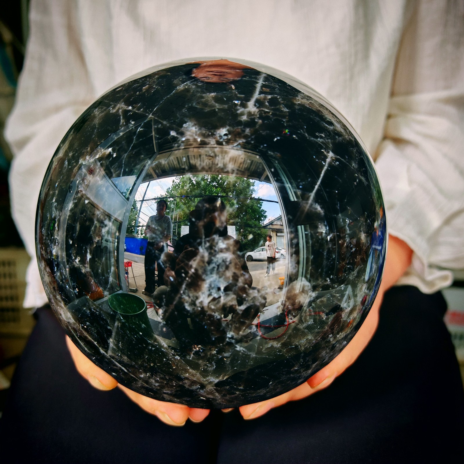 9.9LB Natural crystal Best-Selling Black Quartz Sphere Perfect Gift & Decor