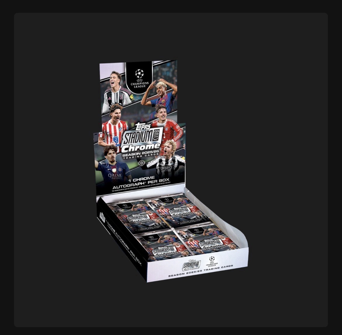 2025-26 Topps Stadium Chrome UEFA Champions League Hobby Presale Ships 11/4/2026