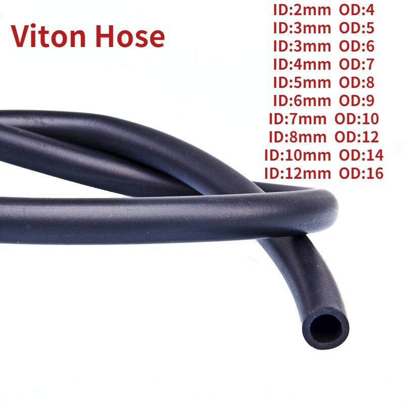 ID:2-12mm OD:4-16mm Viton Hose FKM FPM Viton Hose Oil Resistant 1 meter ID:2-12mm OD:4-16mm Viton Hose FKM FPM Viton Hose Oil Resistant 1 meter