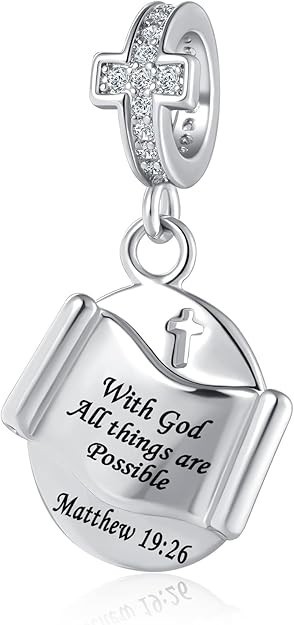 Pandora Cross Charm With God All Things Are Possible Bible Religious Dangle Bead Pandora Cross Charm With God All Things Are Possible Bible Religious Dangle Bead