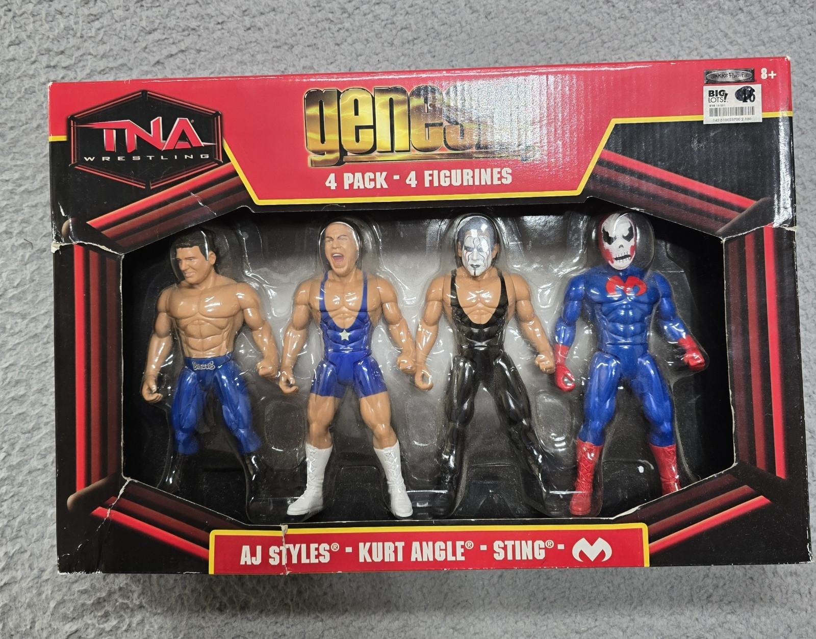 Vintage TNA GENESIS  4 Pack Kurt Angle AJ Styles Maniac JAKKS Unopened Flaws