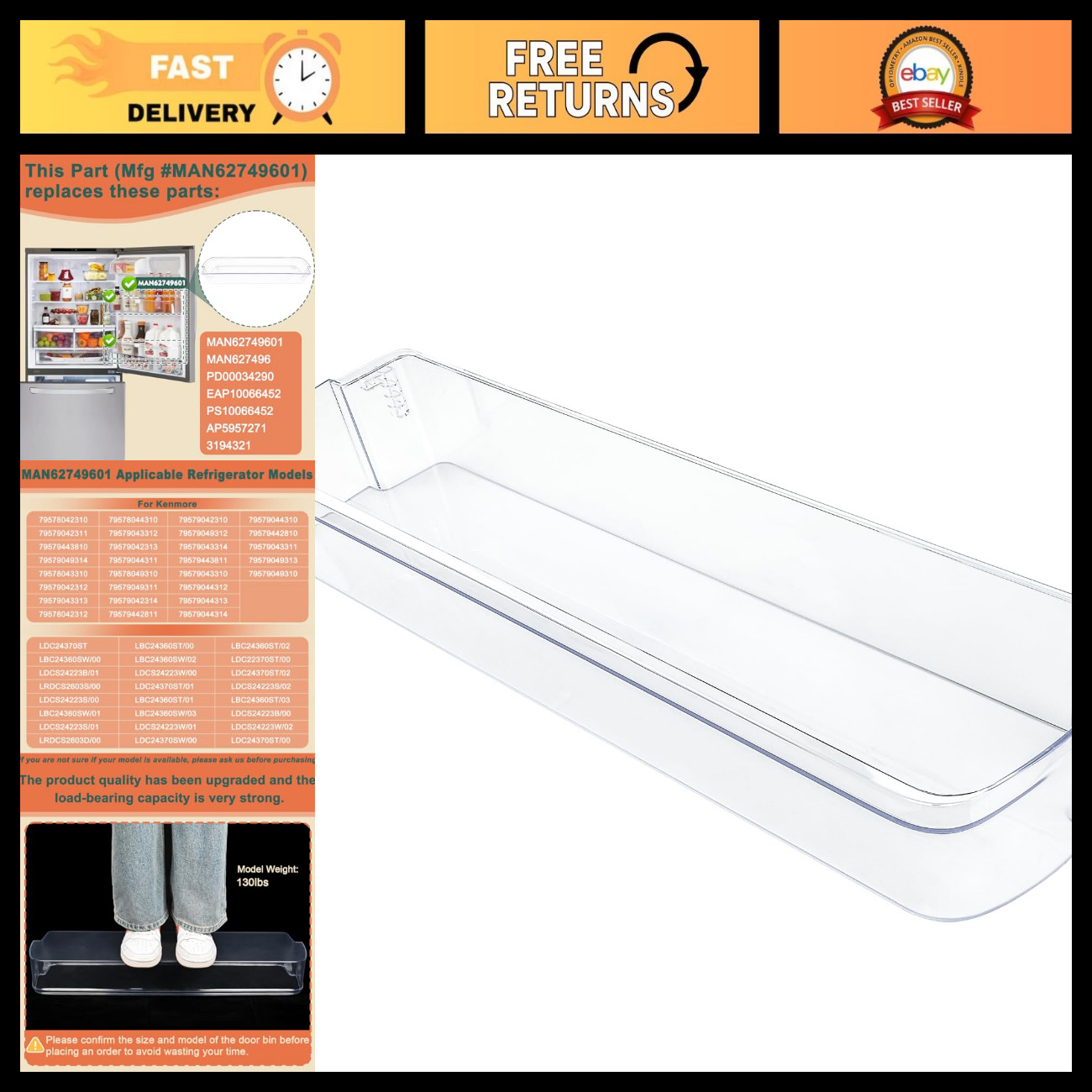 Upgraded Refrigerator Door Basket Storage Organizer - Durable & Easy Install