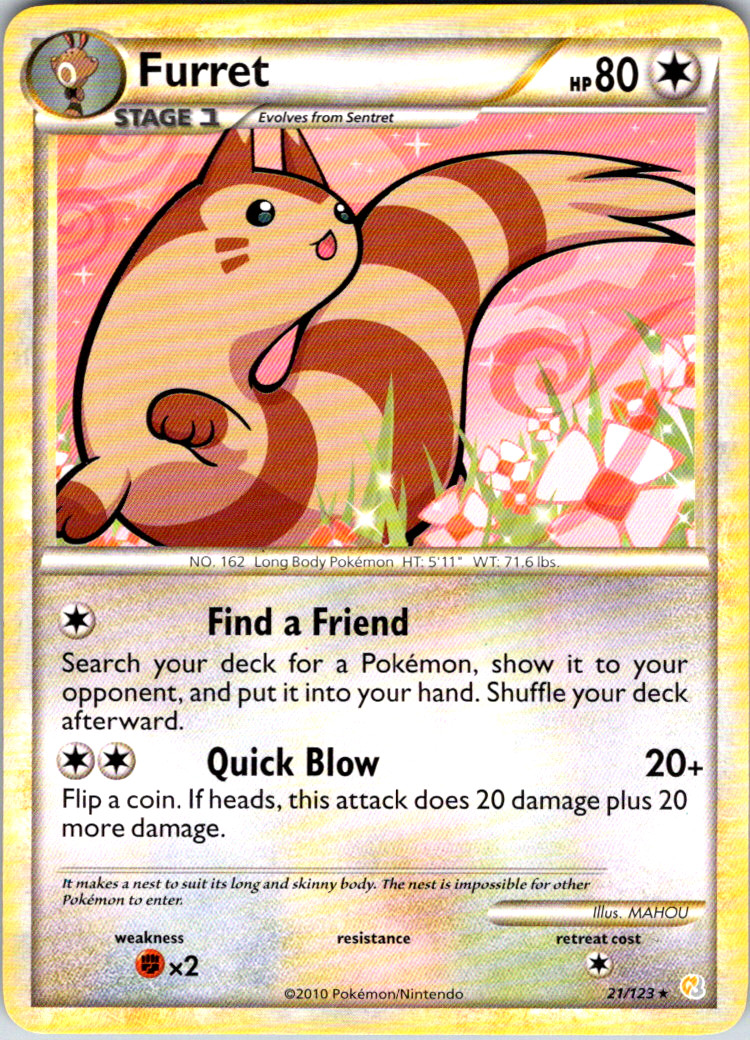 Furret 21/123 HeartGold SoulSilver Rare 2010 NM