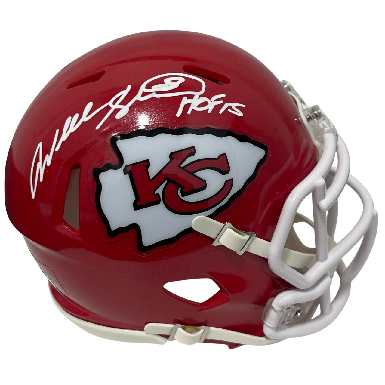 Will Shields Signed KC Chiefs Speed Mini Helmet w HOF 15 Beckett Witness BAS COA