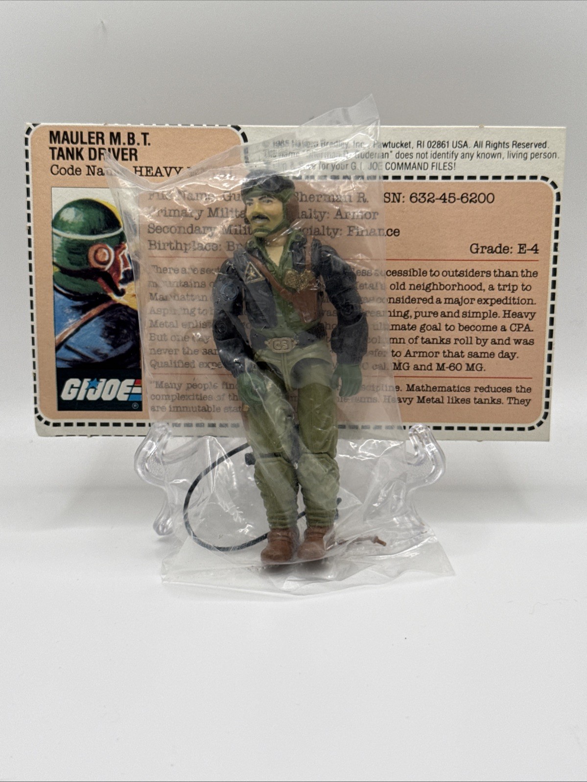 1985 GI JOE HEAVY METAL v1 FACTORY SEALED AUTHENTIC MIC WITH UNCUT FILE CARD