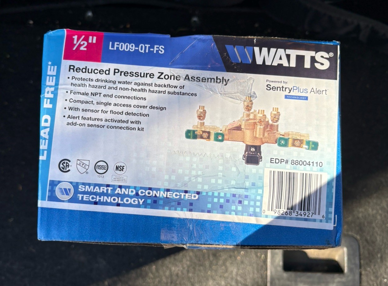 Watts 1/2” LF009-QT-FS Reduced Pressure Zone Assembly