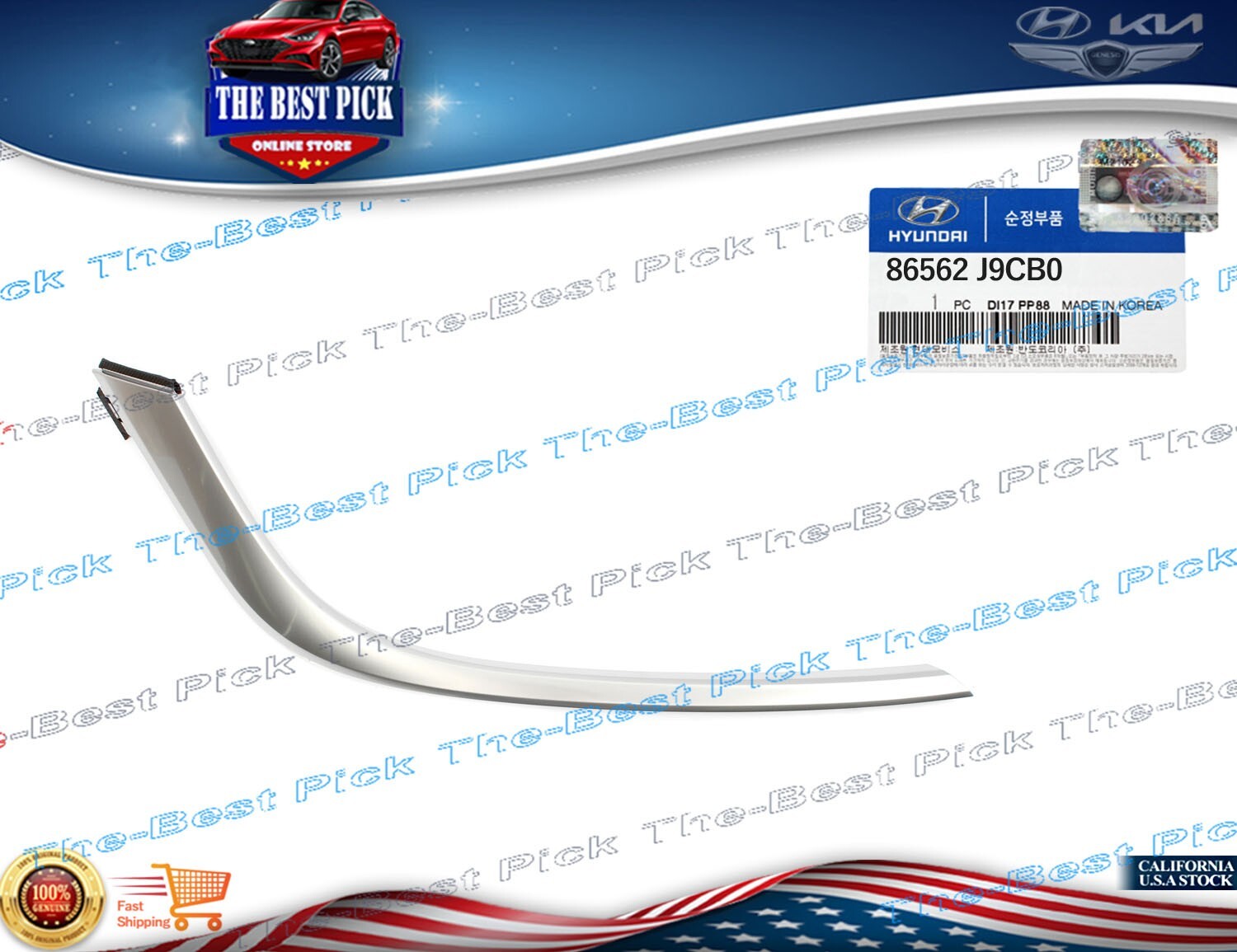 ⭐OEM⭐ Front Bumper Headlight Molding RIGHT Silver Hyundai Kona 22-23  86562J9CB0