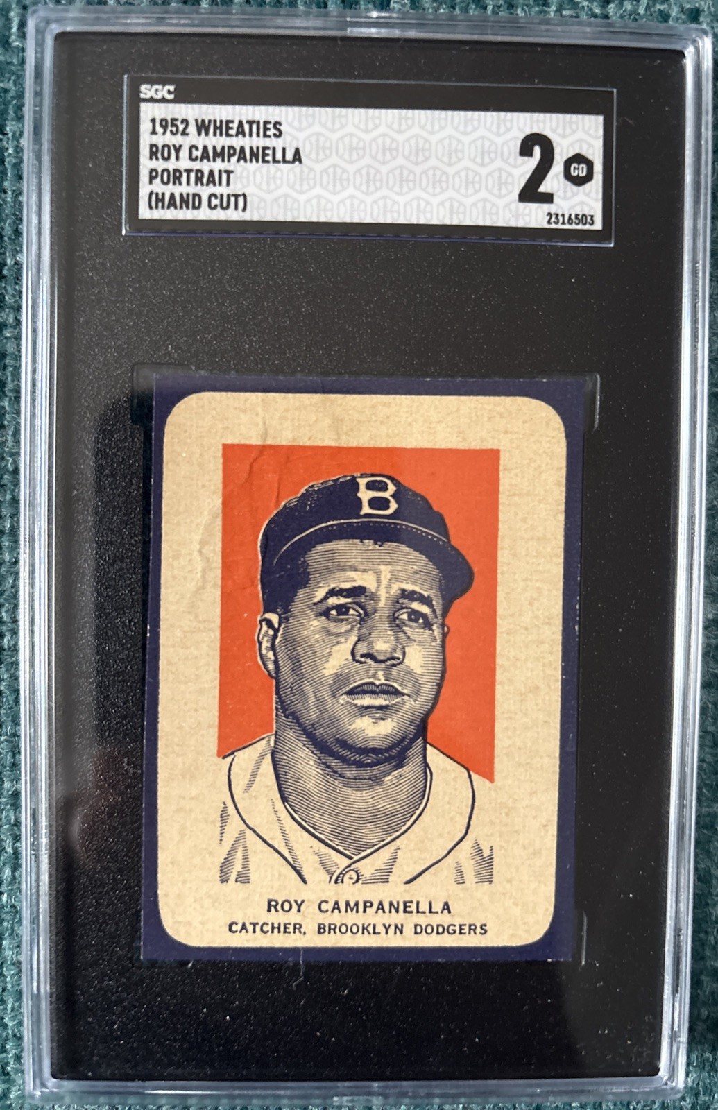 1952 Wheaties ROY CAMPANELLA Portrait Hand Cut SGC 2 GD Brooklyn Dodgers HOF