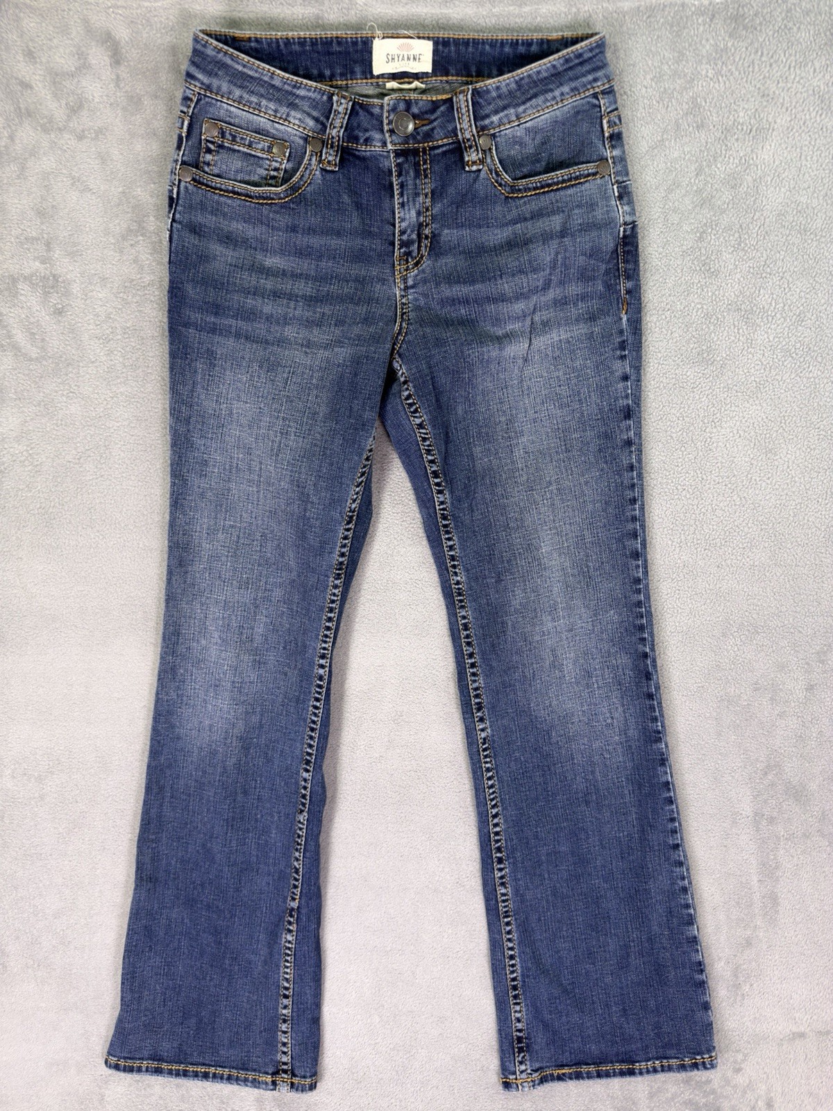 Shyanne Jeans Womens 28x32 Blue Bootcut Medium Wash Mid Rise Cowgirl Stretch