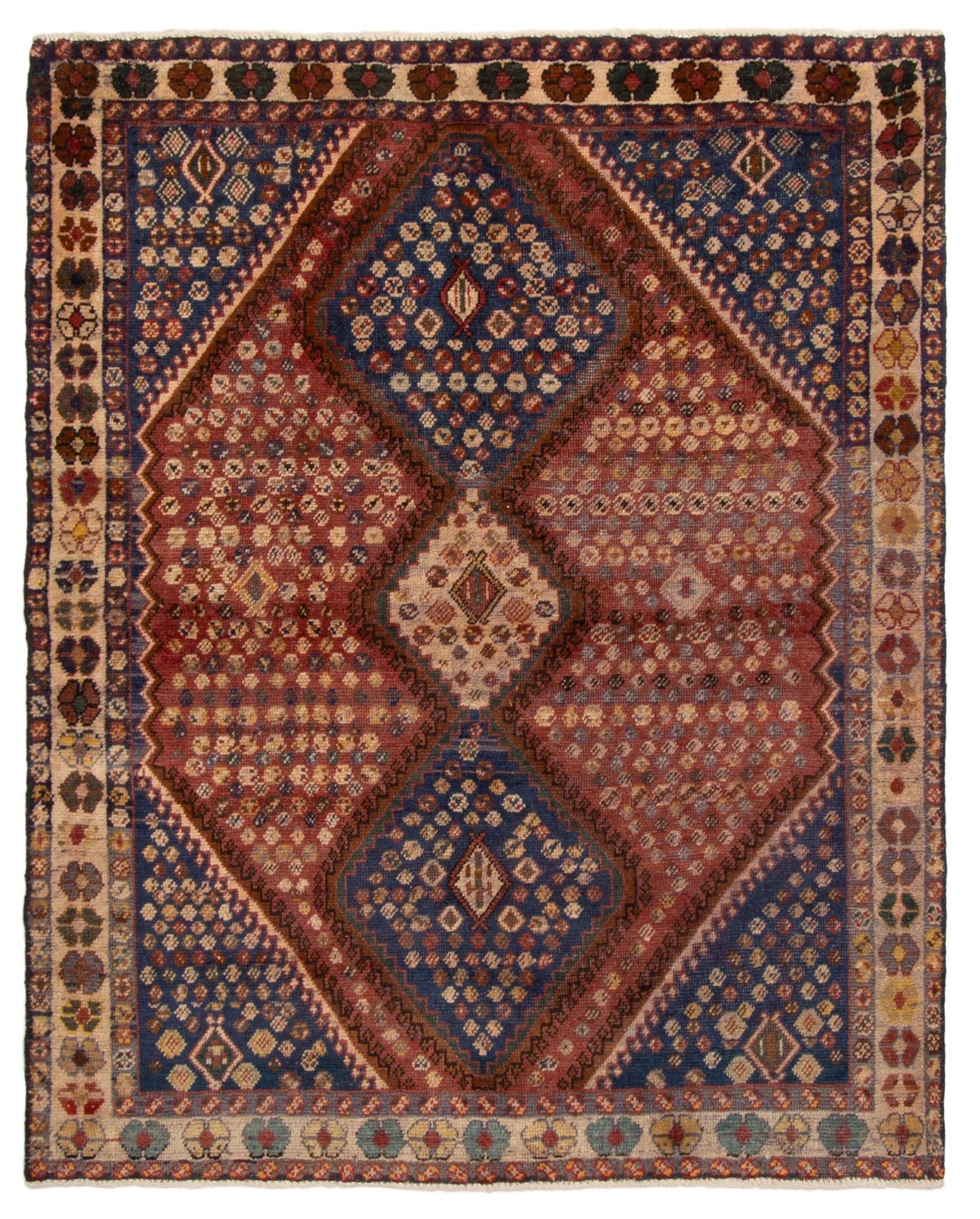 Vintage Traditional Hand-Knotted Area Rug 4'10