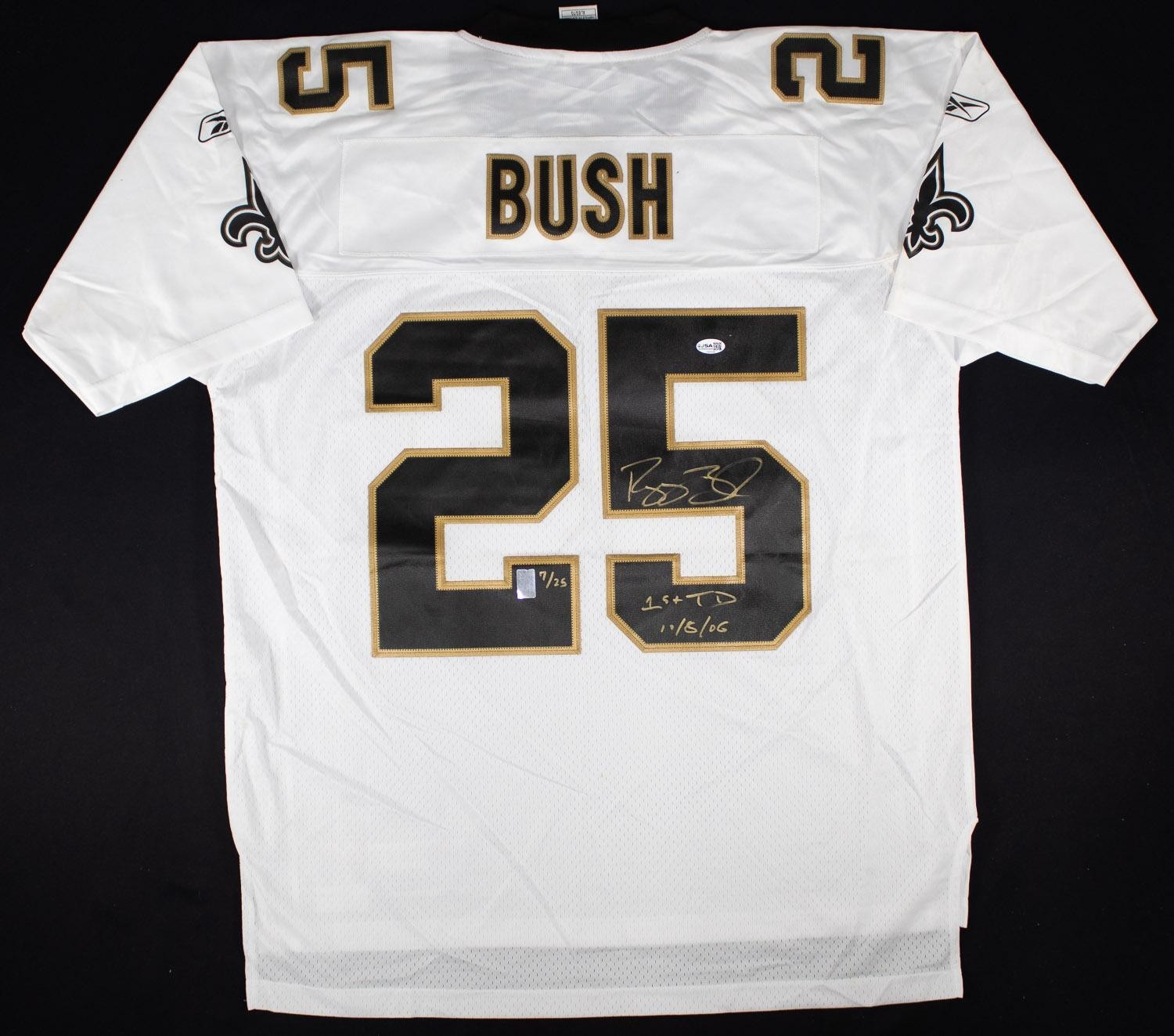 Reggie Bush Signed/Autographed Saints Reebok Authentic Jersey 1st TD JSA COA LE 