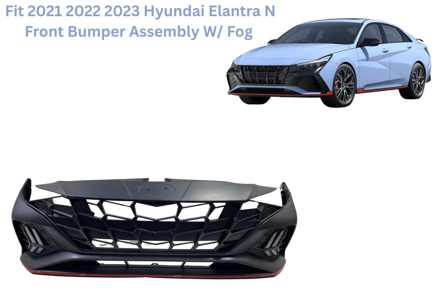 Fit 2021 2022 2023 Hyundai Elantra N Front Bumper Assembly W/ Fog