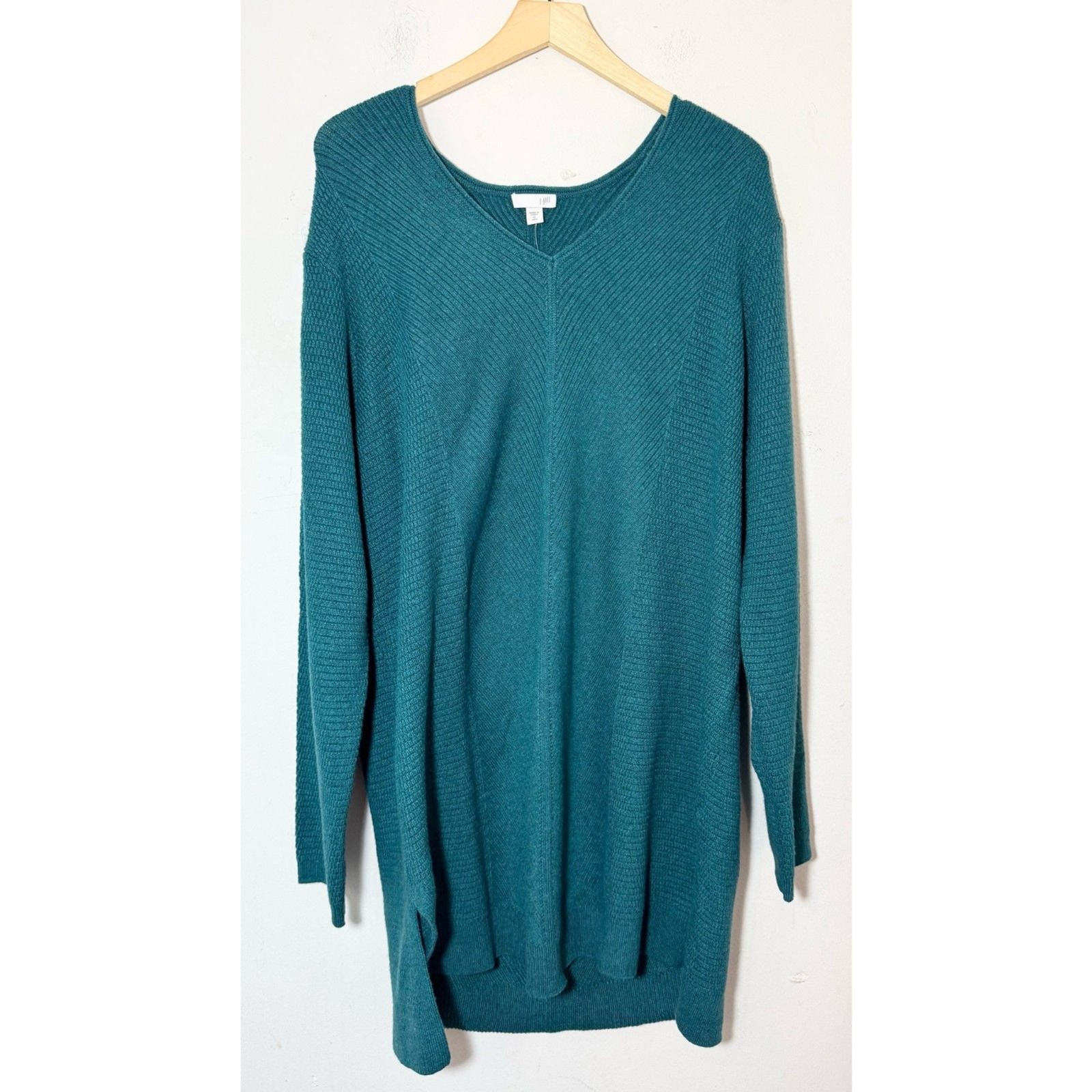 J. Jill Ocean Heather Teal Blue Cotton Blend Knit V-Neck Sweater Size XL Tall J. Jill Ocean Heather Teal Blue Cotton Blend Knit V-Neck Sweater Size XL Tall