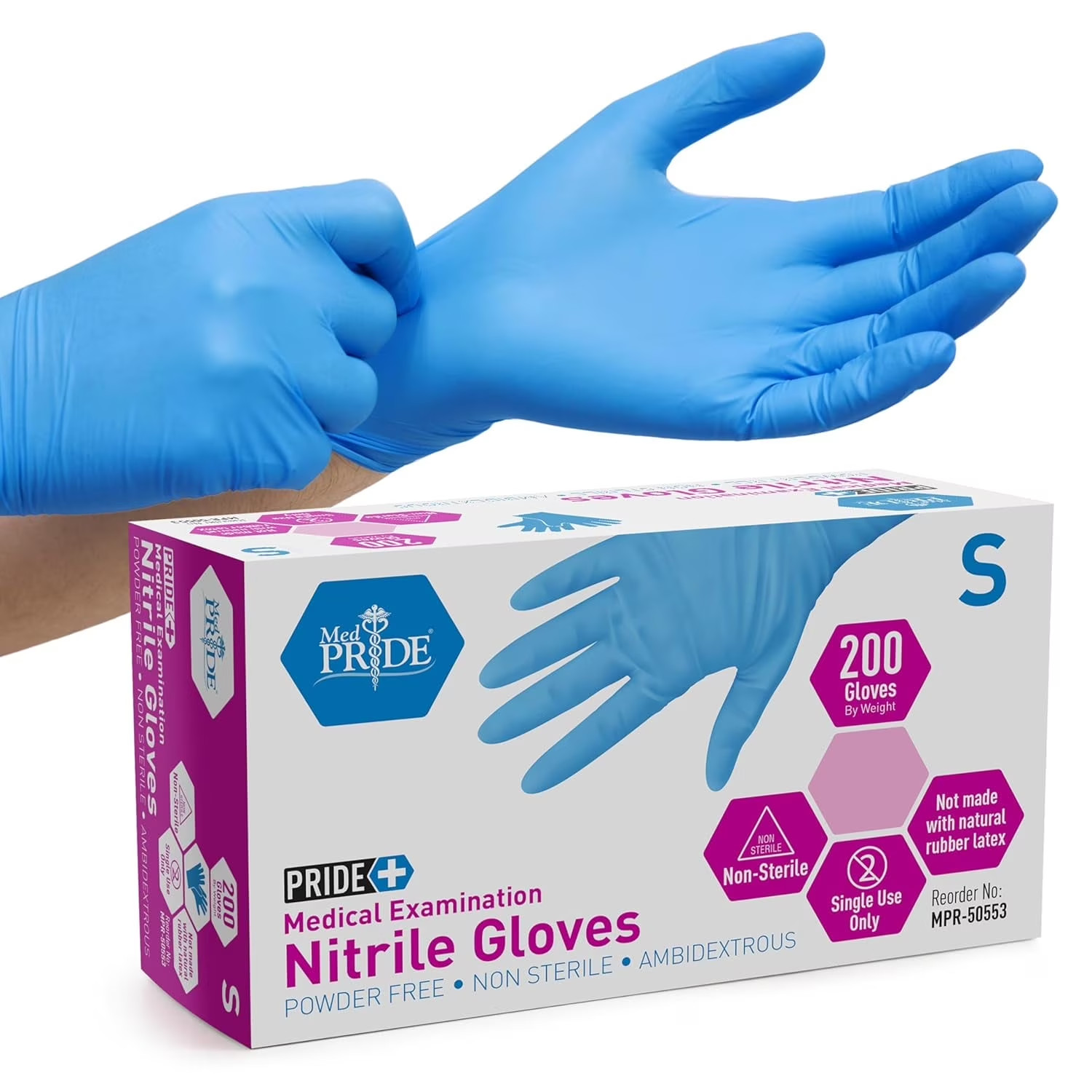 MED PRIDE Blue Nitrile Gloves Medical Exam Disposable Powder & Latex-Free 400ct