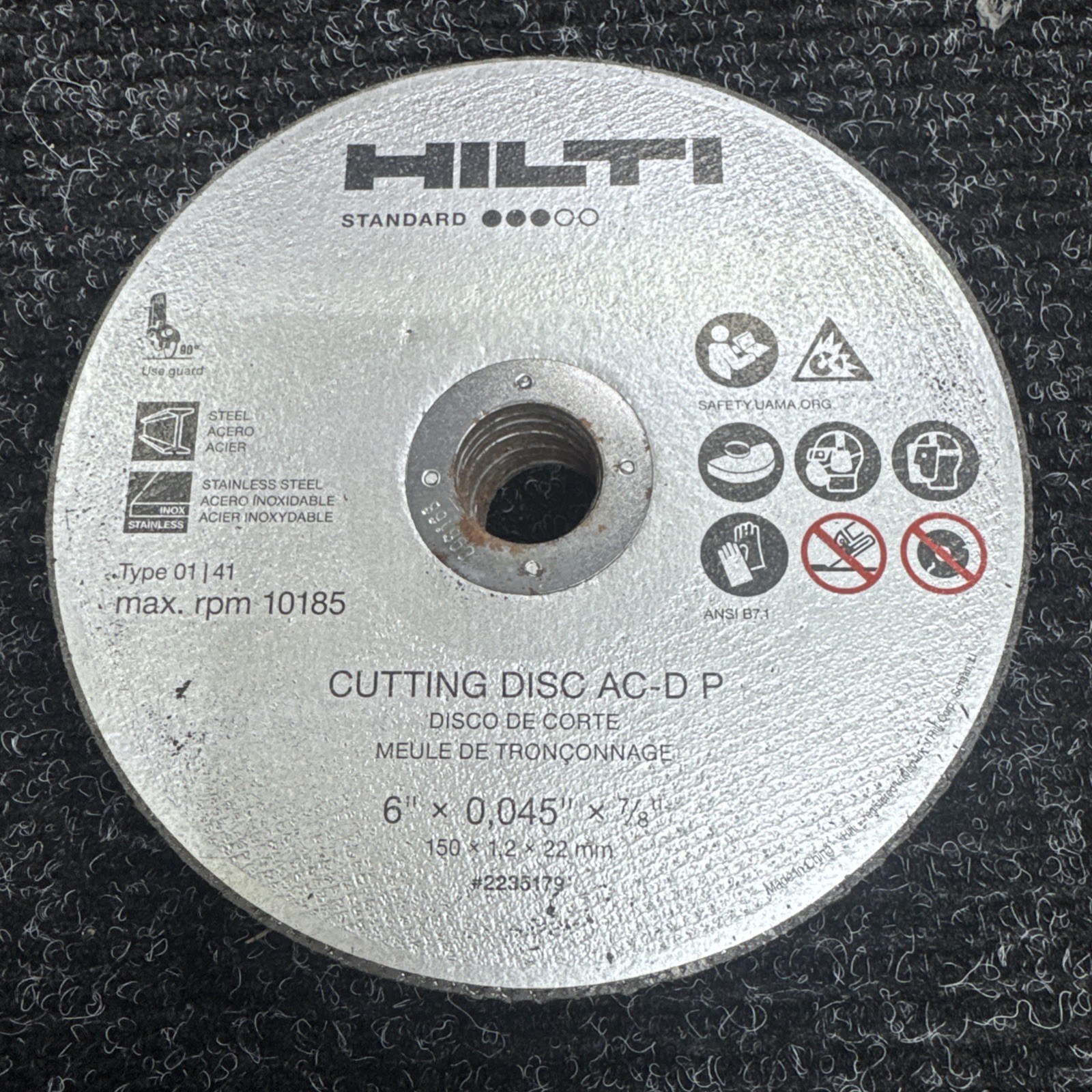 Hilti AC-D P 6” x .045” x 7/8” Premium Metal Cutting Discs (13Pack) Hilti AC-D P 6” x .045” x 7/8” Premium Metal Cutting Discs (13Pack)