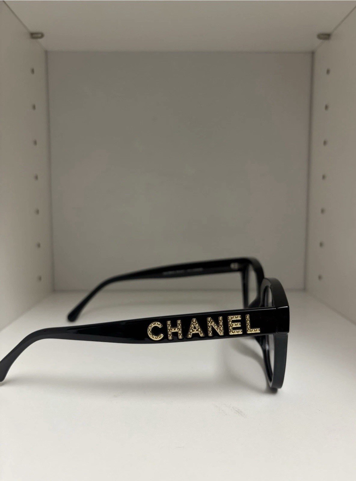 CHANEL Women’s Black Square Full Rim Plastic Eyeglass Frames Logo Temples