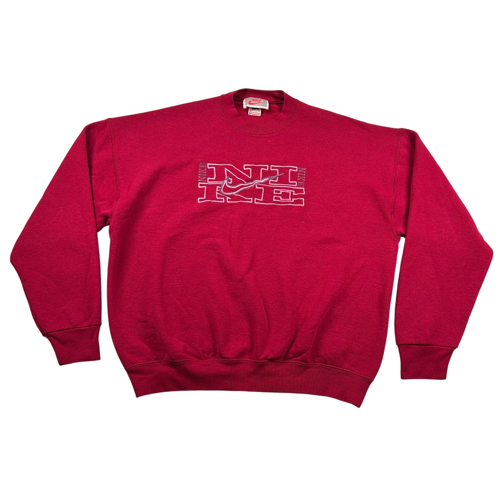 Vintage Fruit Loom Sweatshirt Mens XL Nike Embroidered Swoosh USA 90s Boot Leg