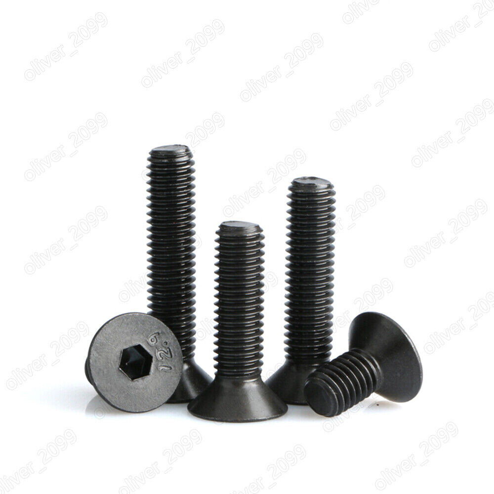 M7-1.0 Black 12.9 Steel Hex Socket Bolts Countersunk Flat Head Screws