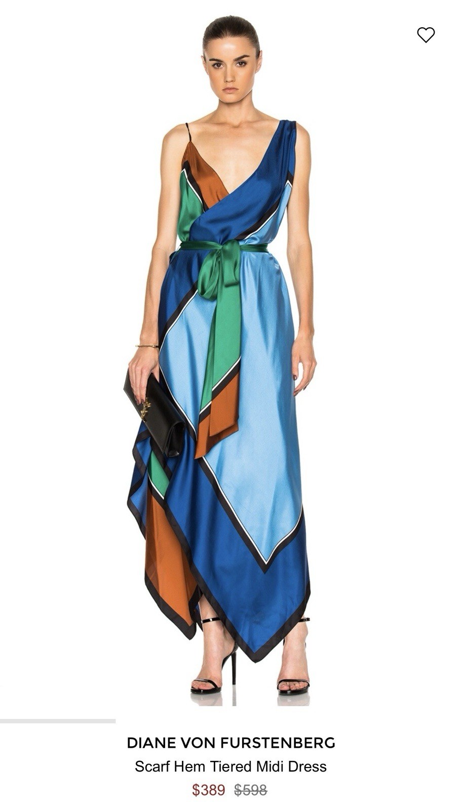 NWOT Diane von Furstenberg Silk Scarf Hem Tiered Midi  Dress P XS