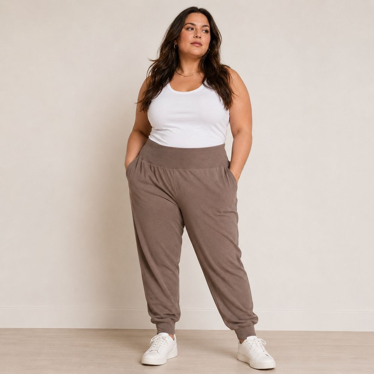 Athleta Rincon Dress 2X Taupe Travel Jogger Pants Stretch Pockets Athleisure