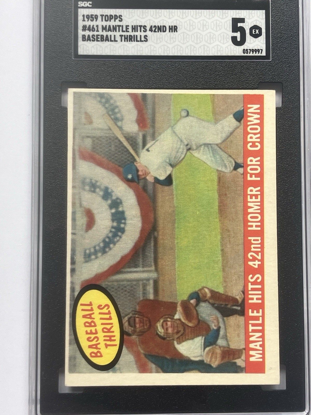 1959 Topps MICKEY MANTLE 42nd Home Run Yankees #461 SGC 5 Ex