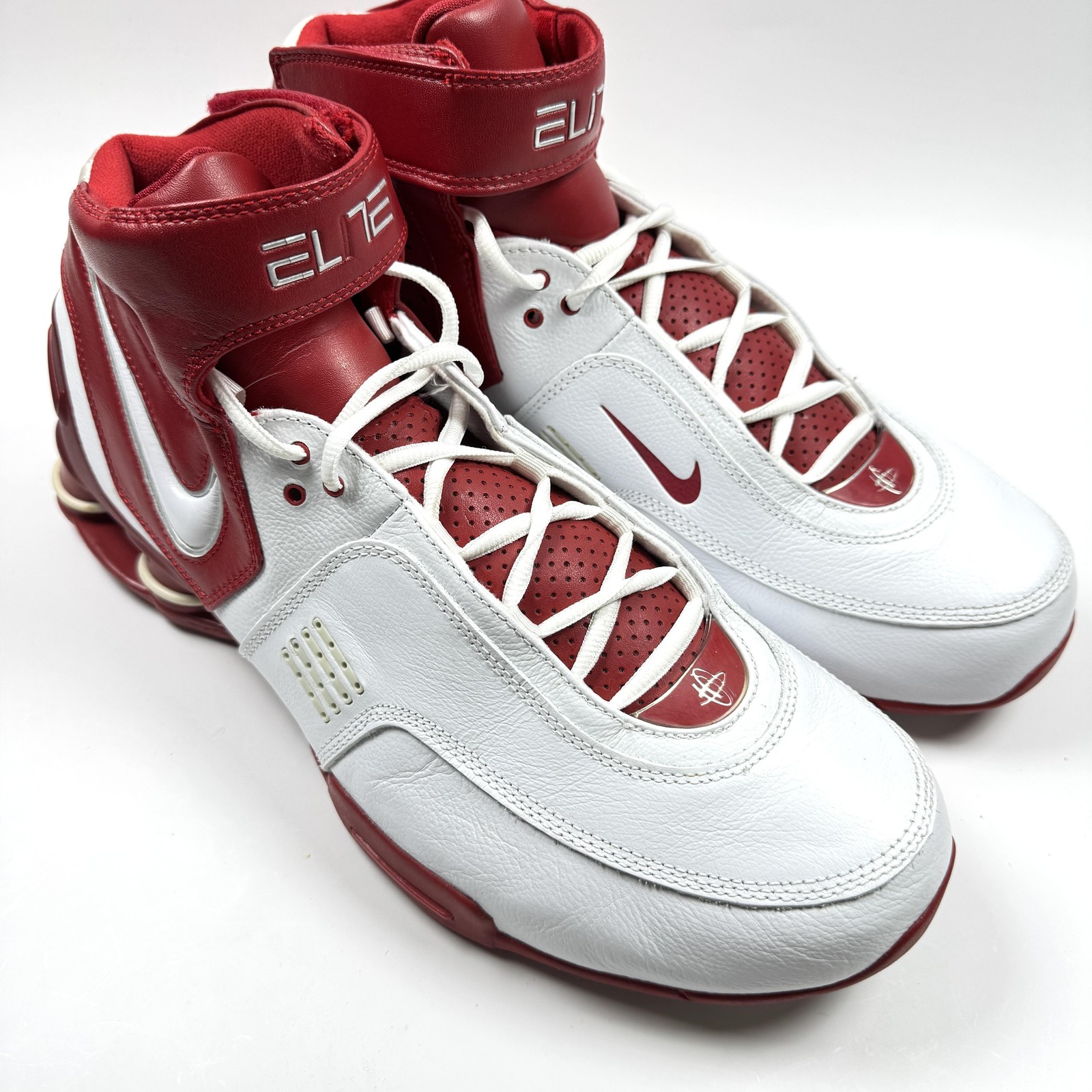 2006 Nike Shox Elite TB Mens 14 White Red 314184-116 Vintage Basketball Shoes