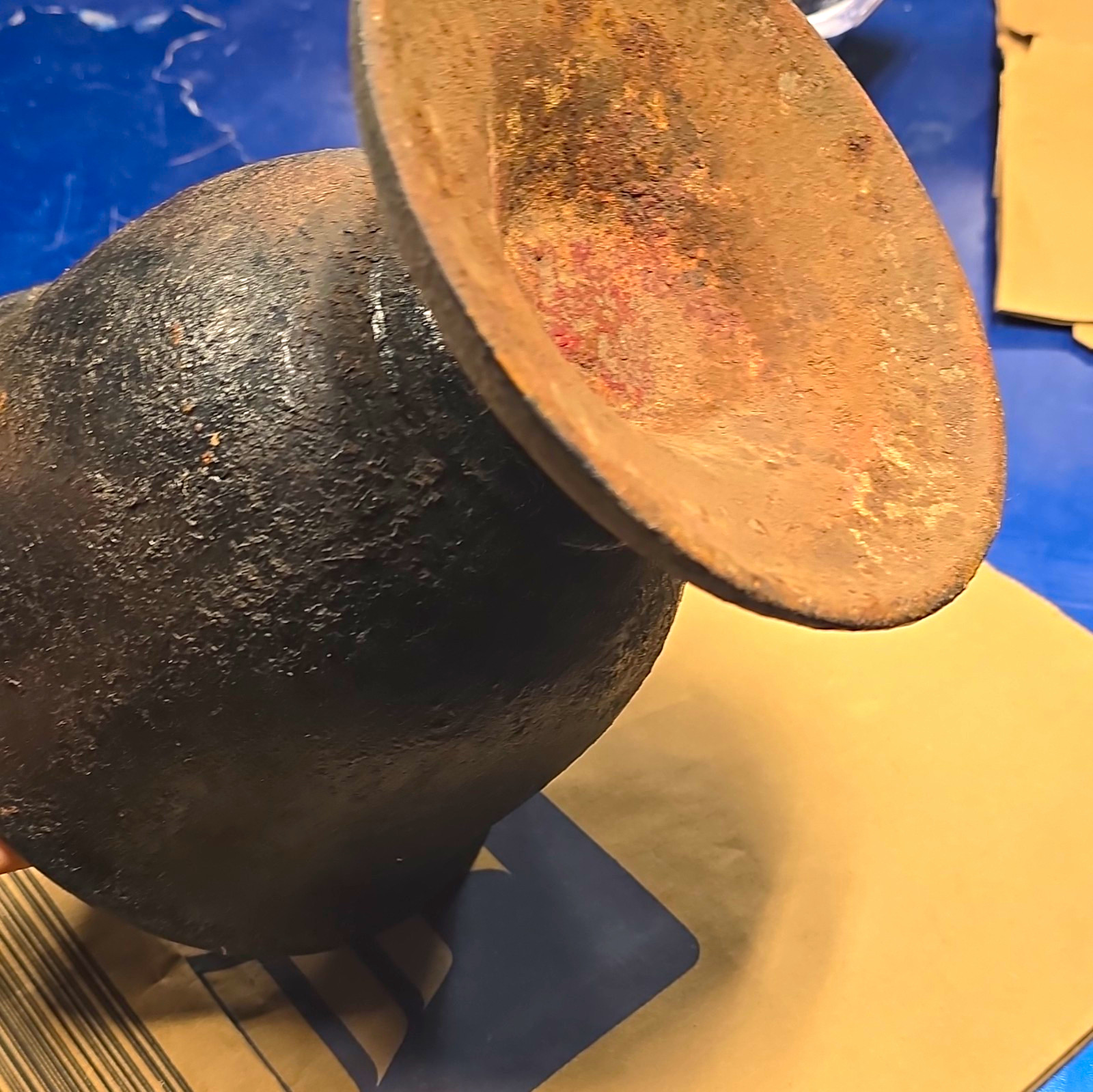Antique Cast Iron Metal Mortar Bowl Only, Black, Rusted Patina (No Pestle) Antique Cast Iron Metal Mortar Bowl Only, Black, Rusted Patina (No Pestle)