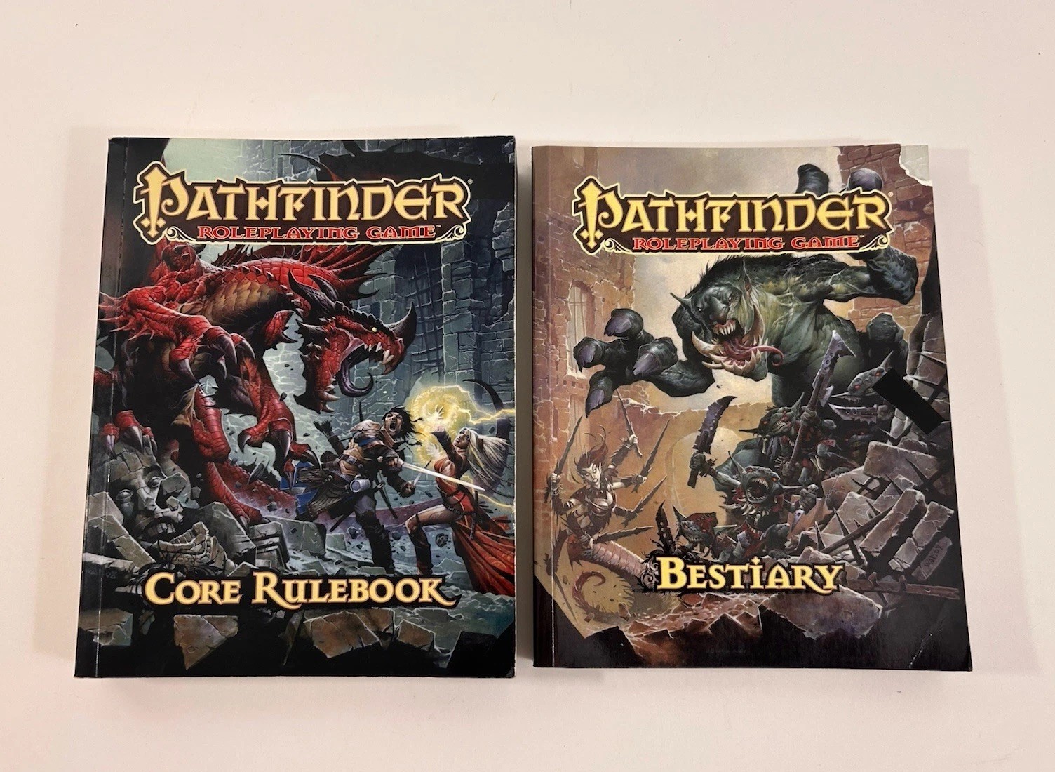 Pathfinder Roleplaying Game Core Rulebook & Bestiary Paperback - Lot of 2 *READ*