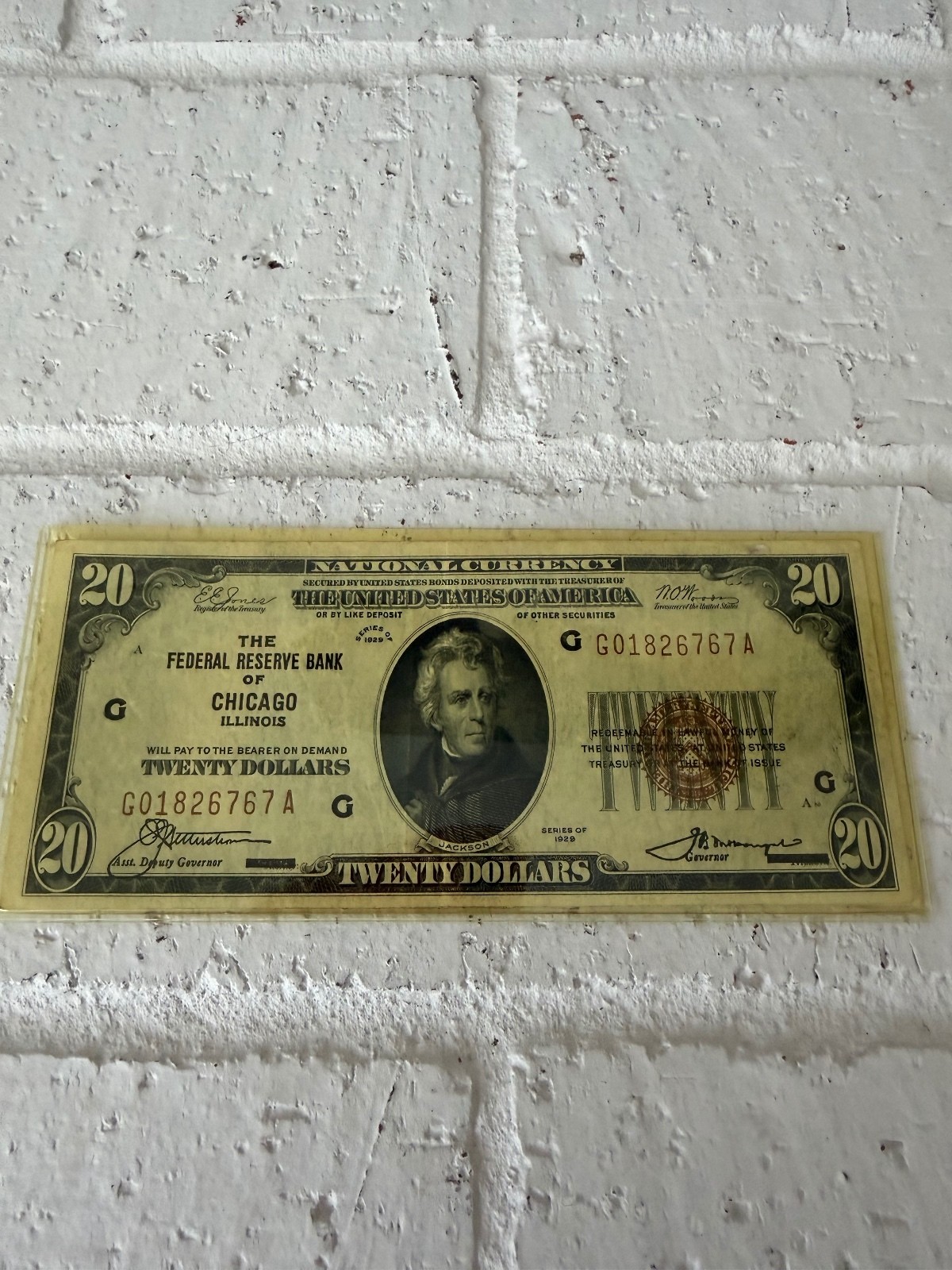 Vintage 1929 $20 National Currency Bill Federal Reserve Bank of Chicago Illinois Vintage 1929 $20 National Currency Bill Federal Reserve Bank of Chicago Illinois