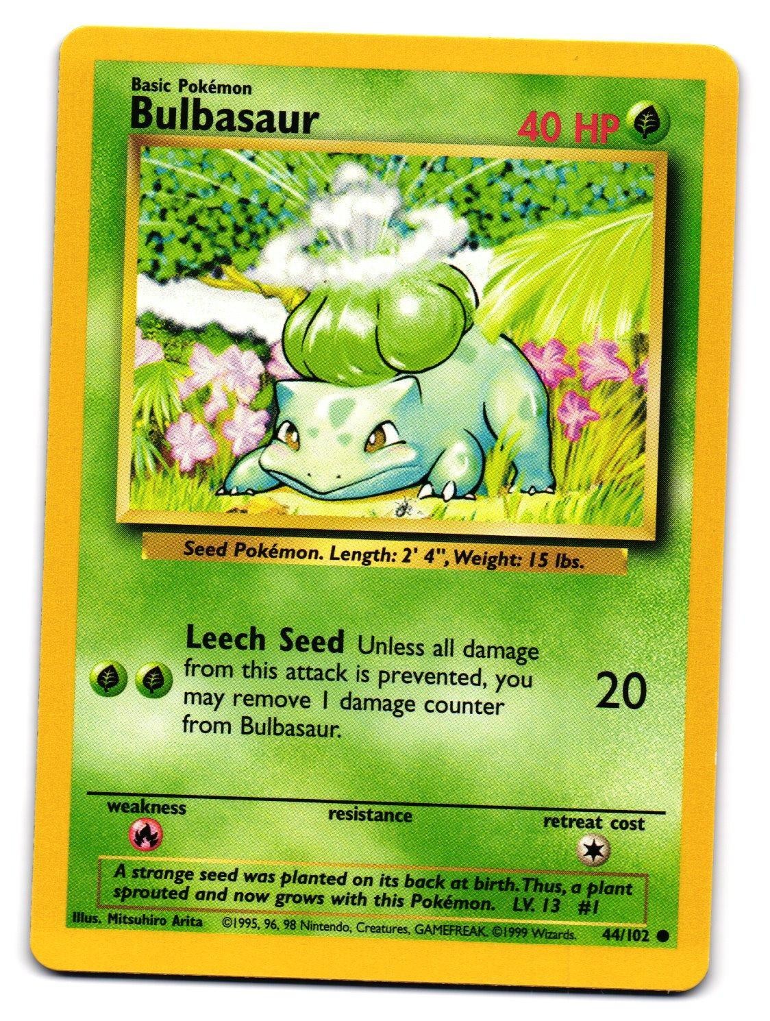 BULBASAUR 44/102 BASE SET UNLIMITED COMMON NEAR MINT POKEMON TCG