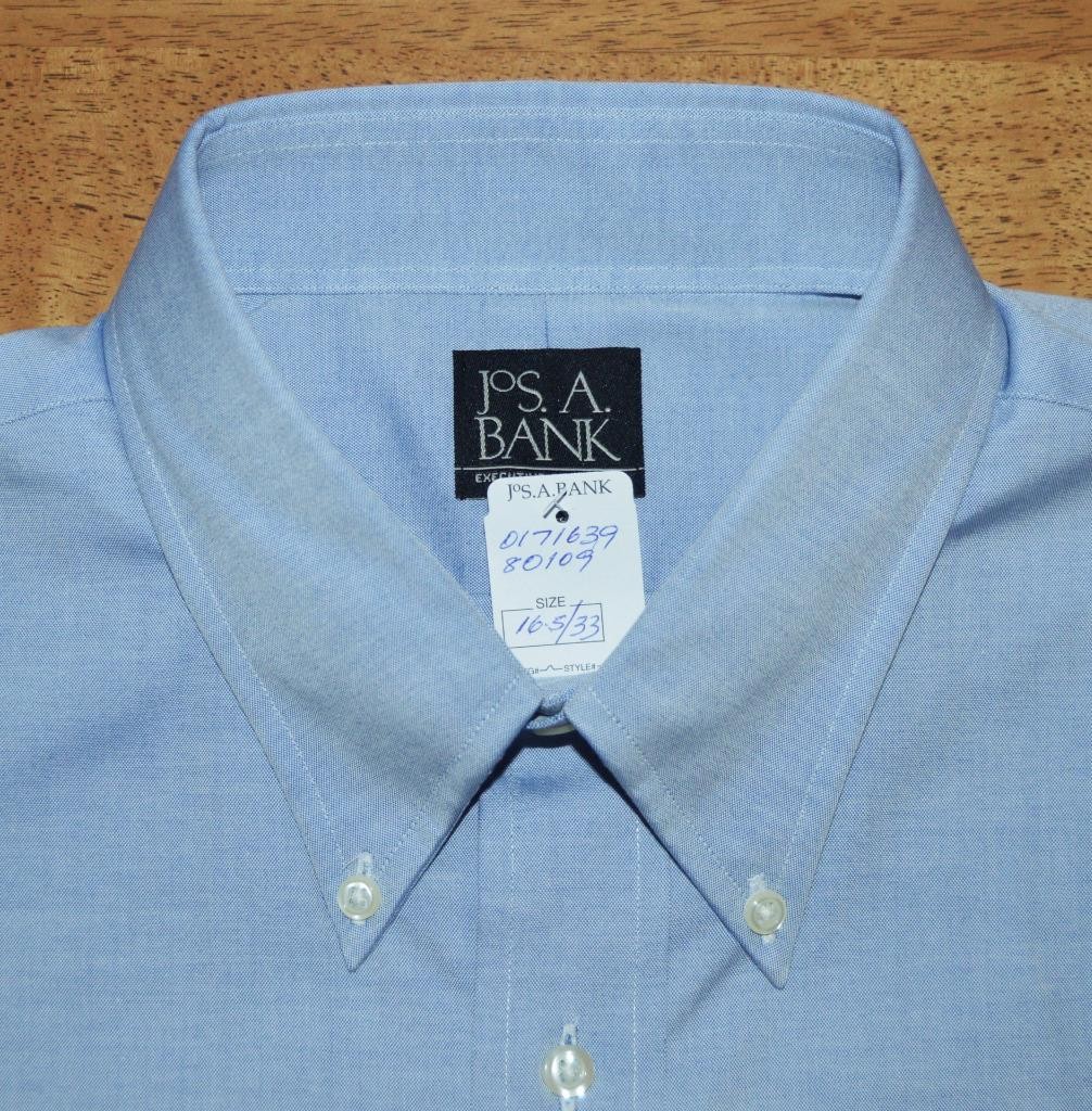 NWT Jos A Bank 16.5 33 solid blue oxford cloth button down OCBD dress shirt y2j6