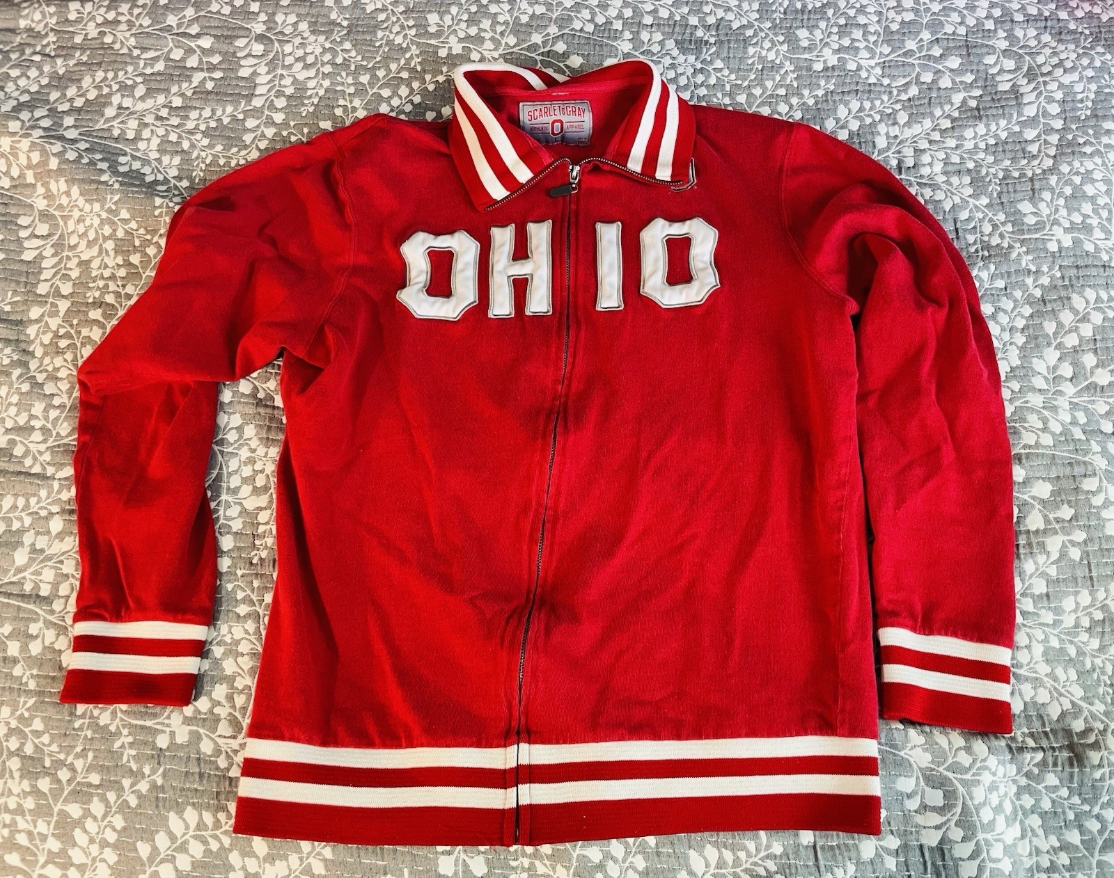Vintage Ohio State Light Jacket Adult Large Full Zip Scarlet & Gray Brand