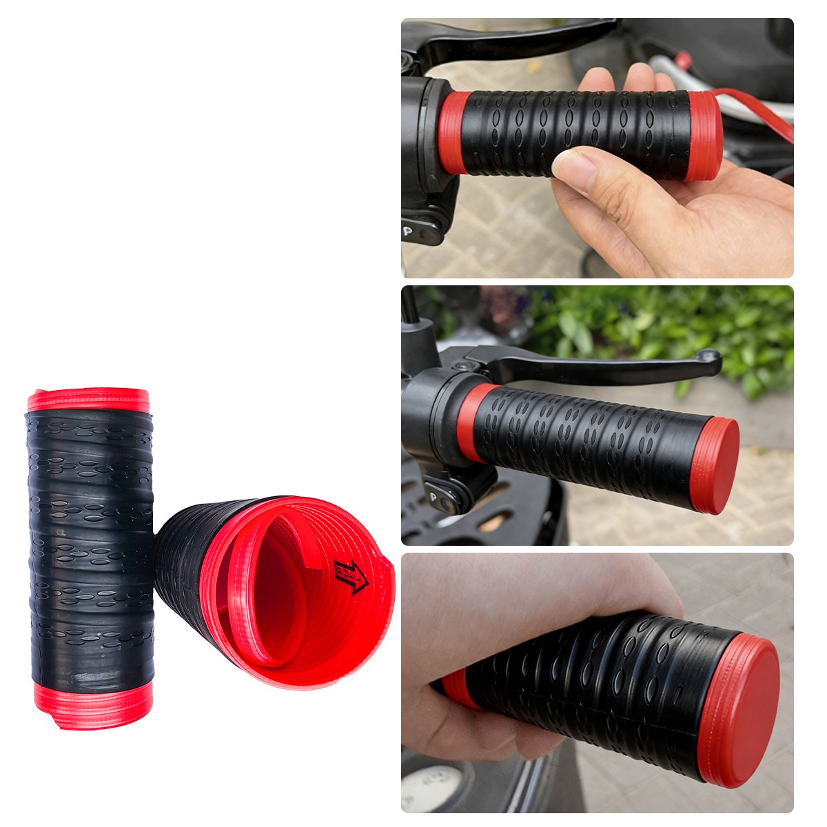 Universal Handlebar Grip Cover Non-Slip Wrap-Around Silicone Pair Universal Handlebar Grip Cover Non-Slip Wrap-Around Silicone Pair
