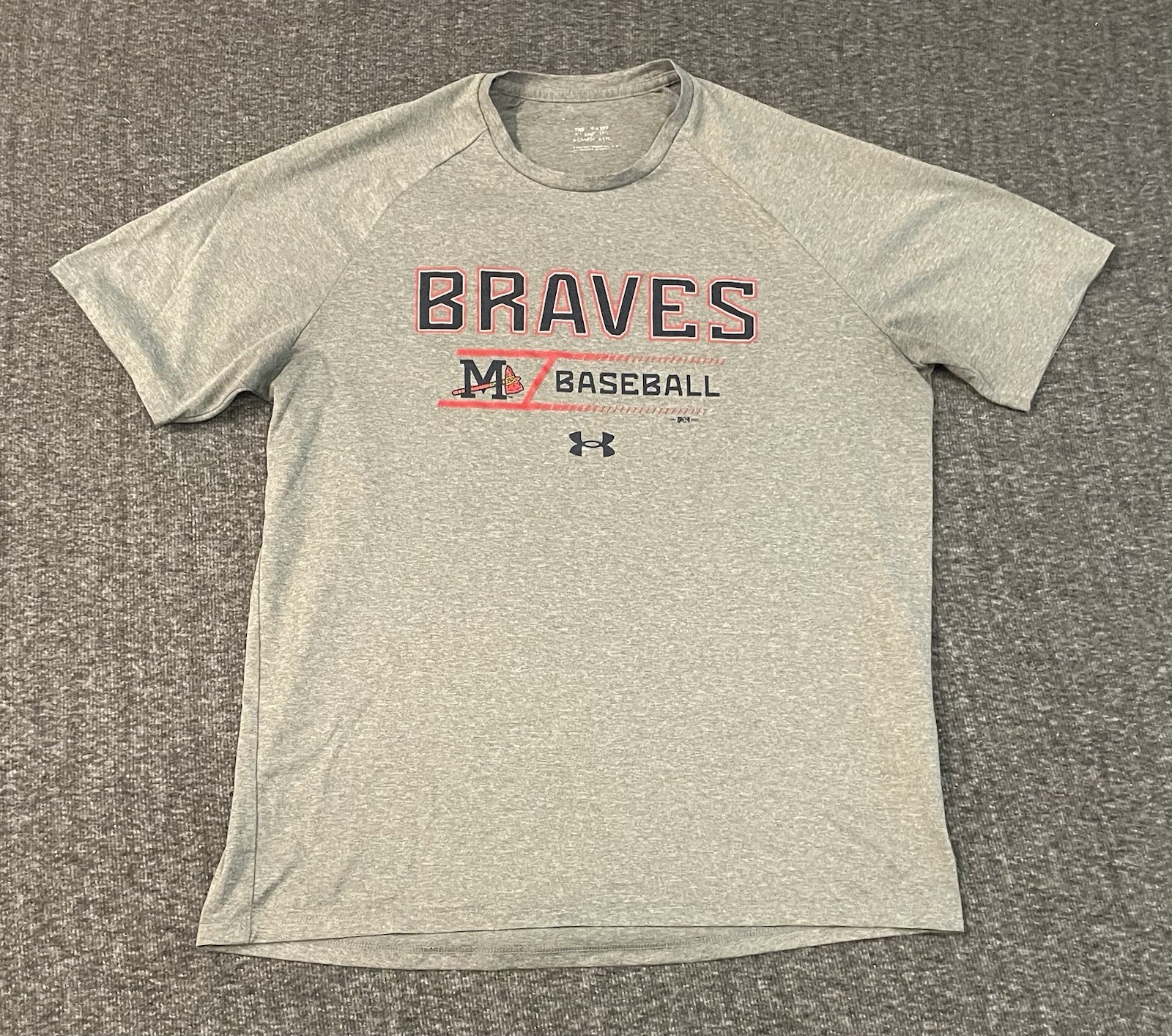 Under Armour Mississippi Braves Baseball Gray T-Shirt Atlanta Braves Medium Under Armour Mississippi Braves Baseball Gray T-Shirt Atlanta Braves Medium