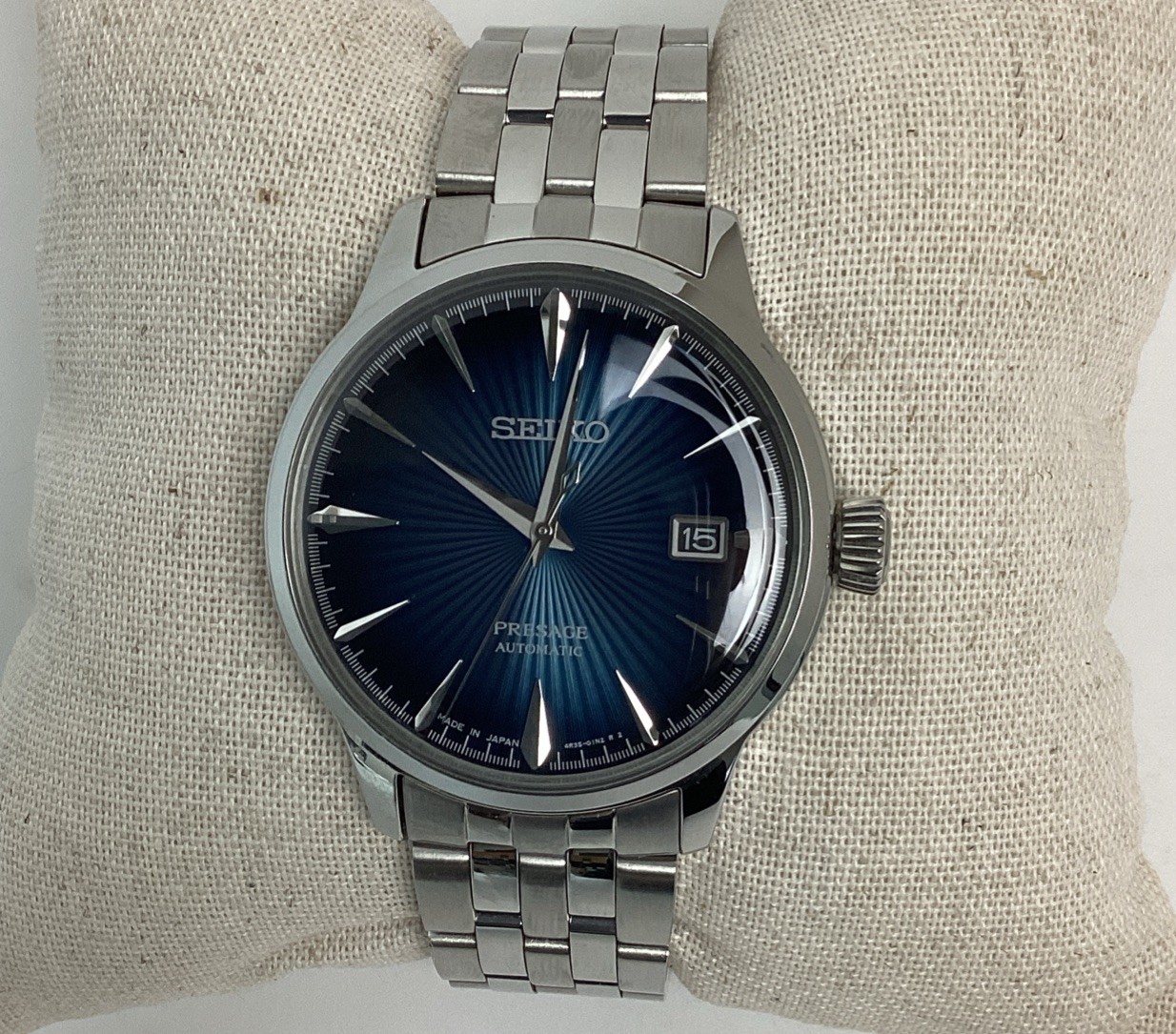 SEIKO SRPB41 Men's Presage Automatic Blue Dial Date Ind Stainless Steel Watch