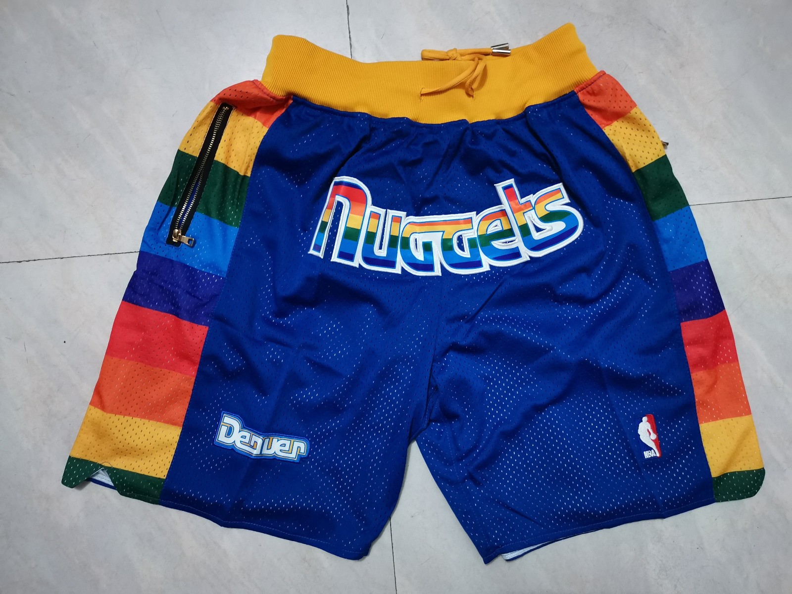New Denver Nuggets Men Blue Pockets stitched Shorts Size US