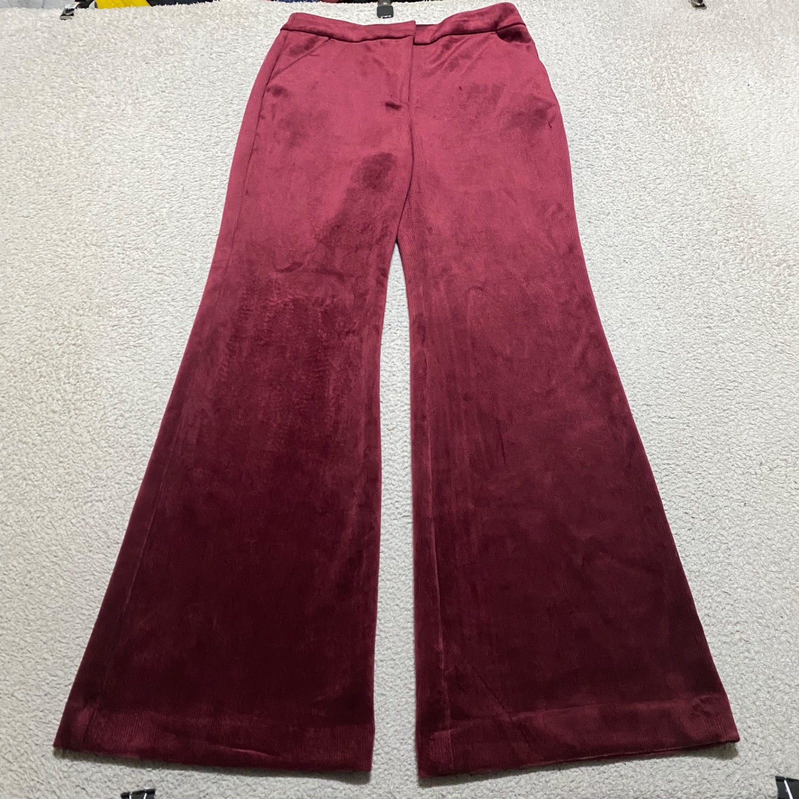 NWT Express Womens 8 Dress Pants Red Corduroy Editor Flare Trouser High Rise New
