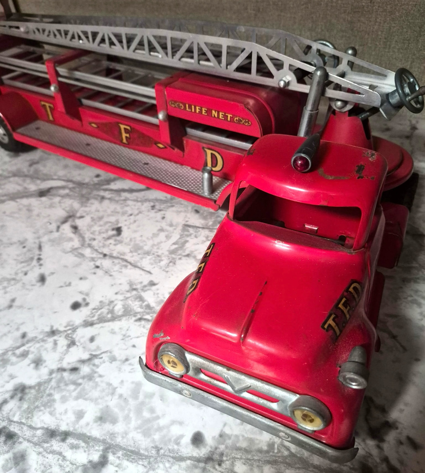 Vintage 1956 1957 Tonka No 5 TFD Aerial Ladder Fire Truck - Original Survivor