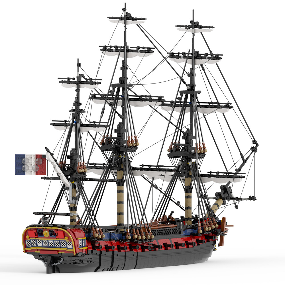 MOC-144875 28-Gun Frigate Full Rigged Ship with 3 Masts and Interior 6149 Parts