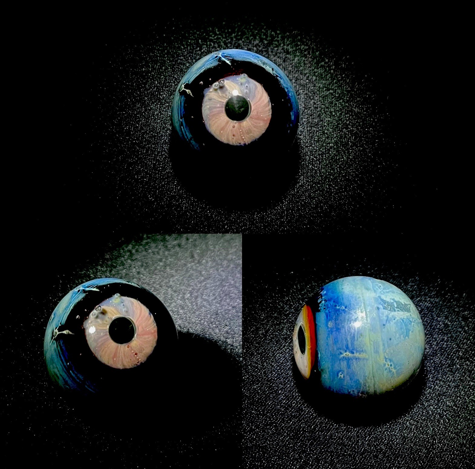 1.11” LARGE “Star Dust” Layered .999% Fine Silver Fume Glass Art Eyeball Marble 1.11” LARGE “Star Dust” Layered .999% Fine Silver Fume Glass Art Eyeball Marble