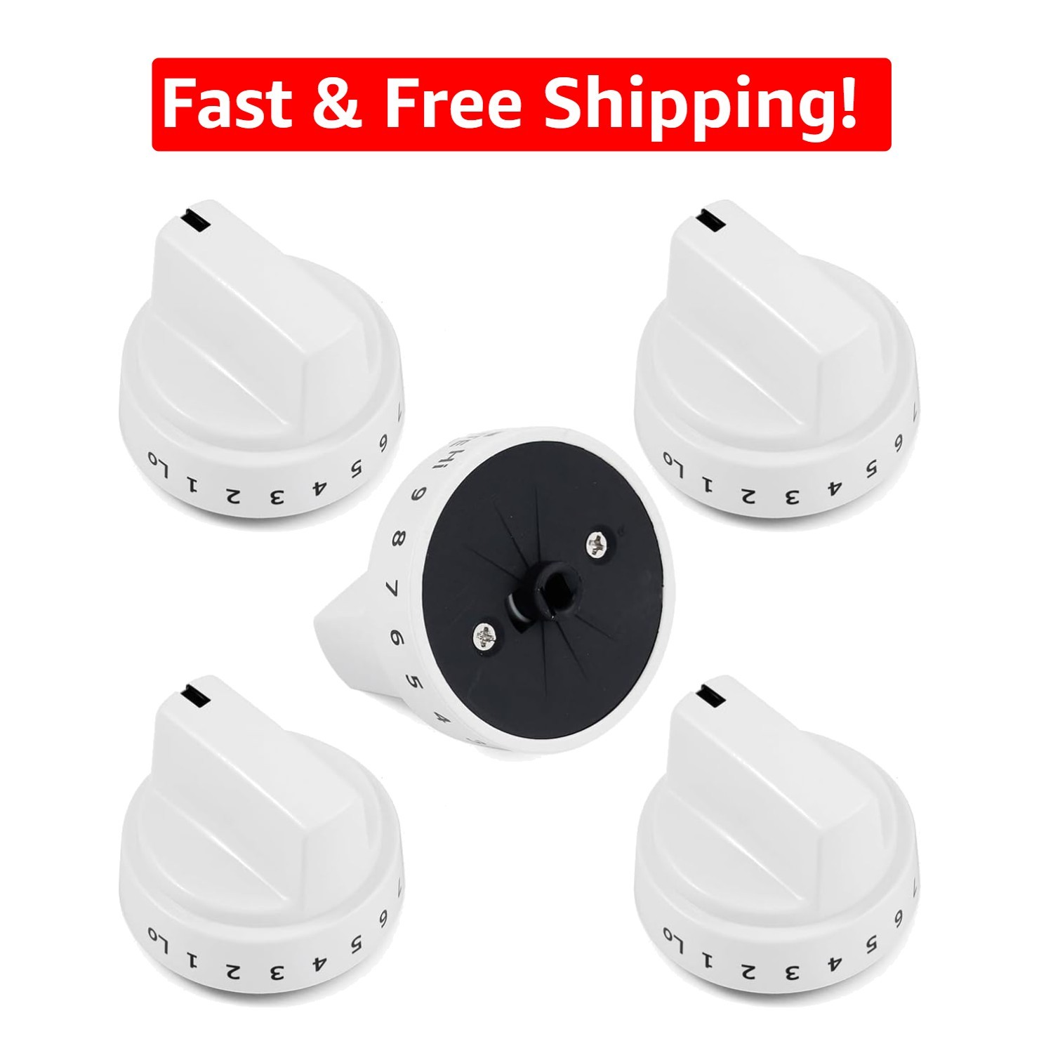 Elegant 5-Piece White Cooktop Knob Set for GE Gas Ranges – Easy Install