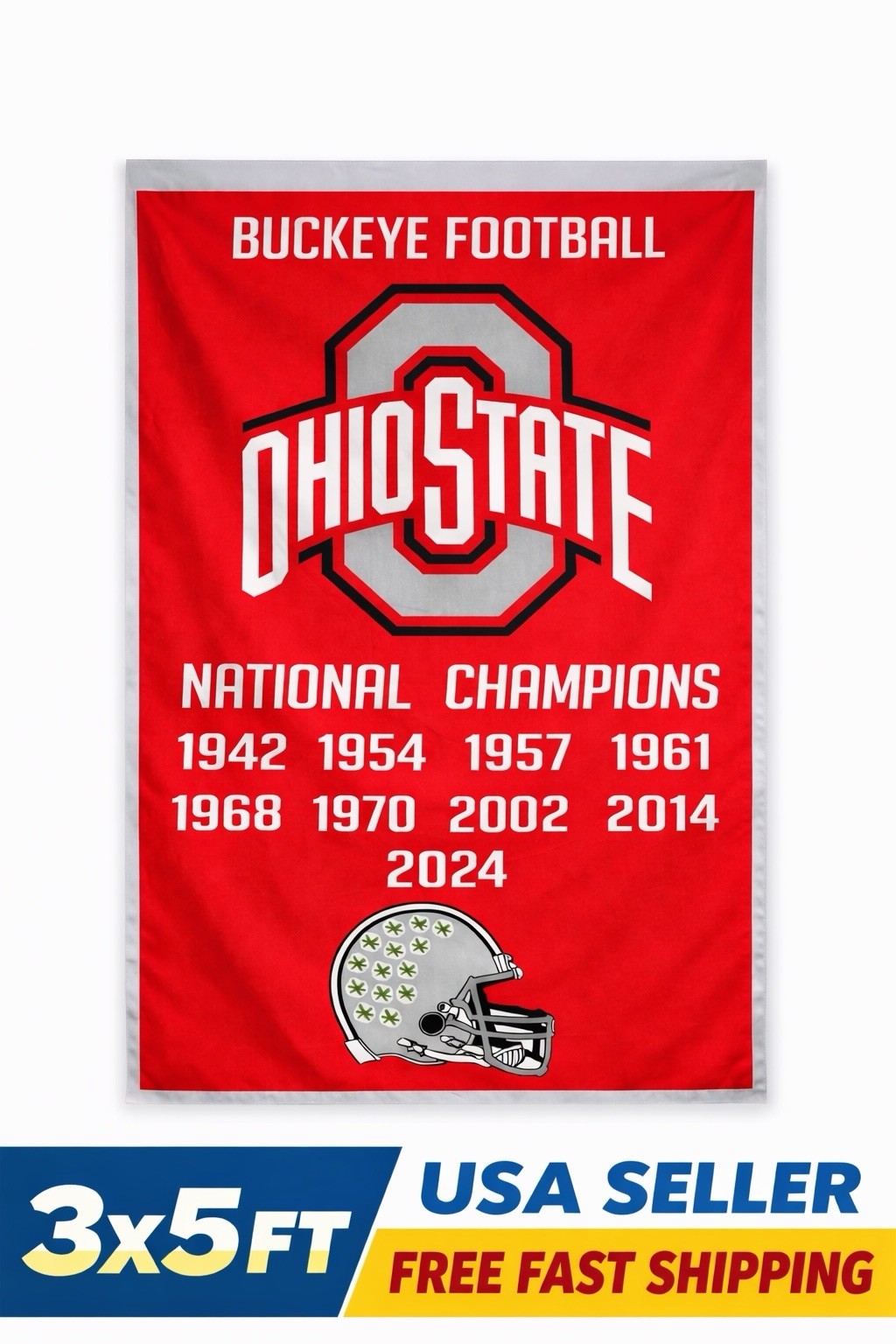 NEW Updated Ohio State 2024 / 2025 Football National Champions 3x5FT NEW Updated Ohio State 2024 / 2025 Football National Champions 3x5FT