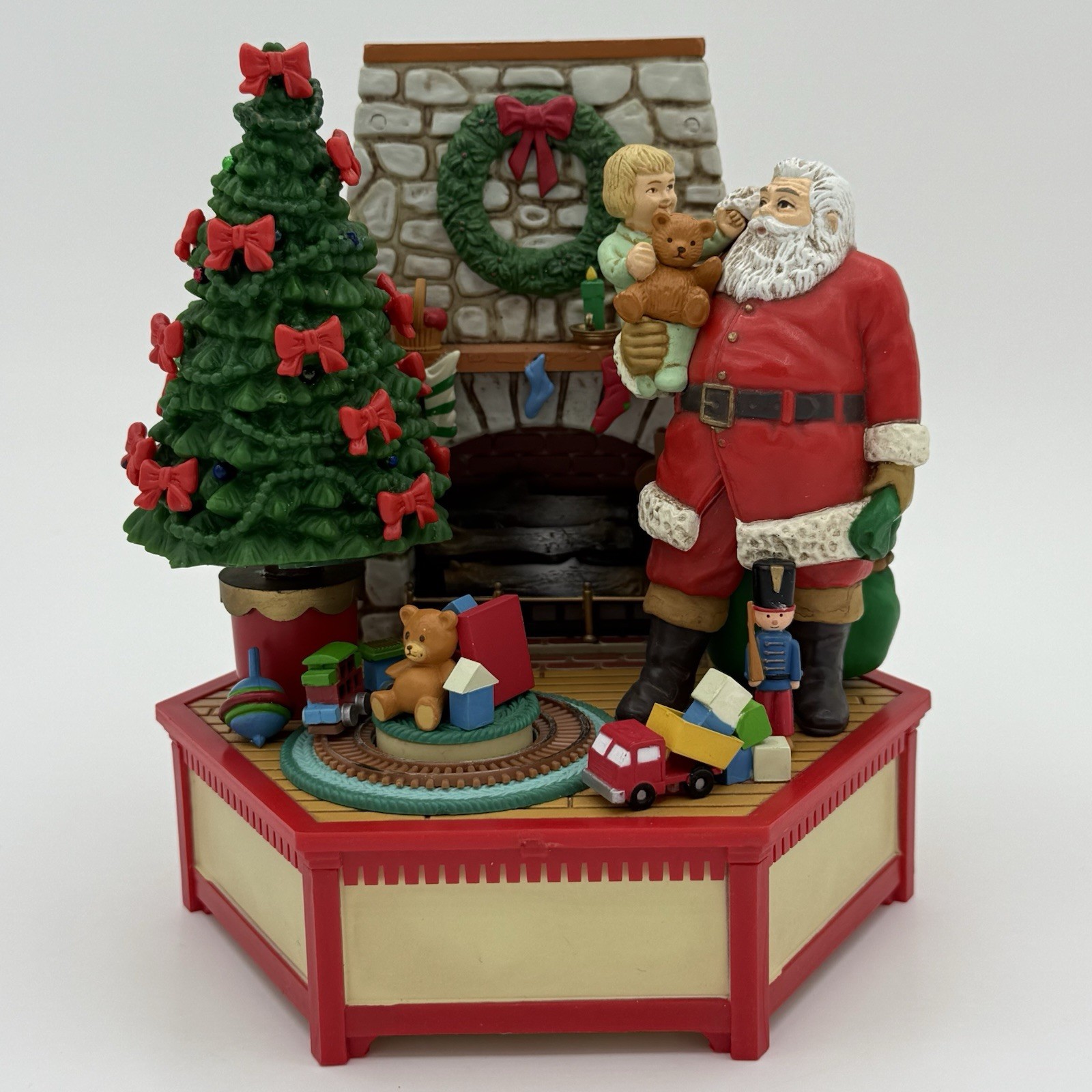 Vintage 1986 Enesco Small World of Music Box A Visit From Santa 551368 with box Vintage 1986 Enesco Small World of Music Box A Visit From Santa 551368 with box
