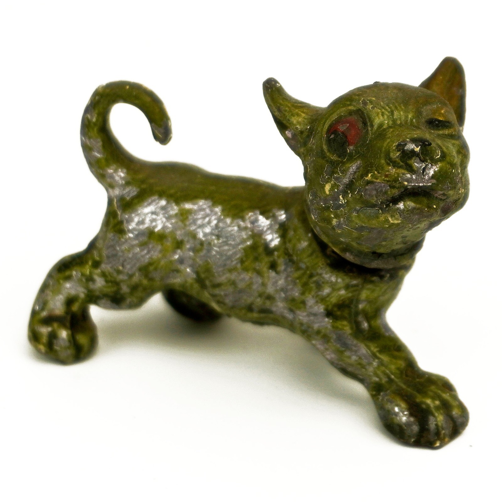 Antique German Pot Metal Cold Painted Mini Dog Bobblehead Nodder Figurine Antique German Pot Metal Cold Painted Mini Dog Bobblehead Nodder Figurine