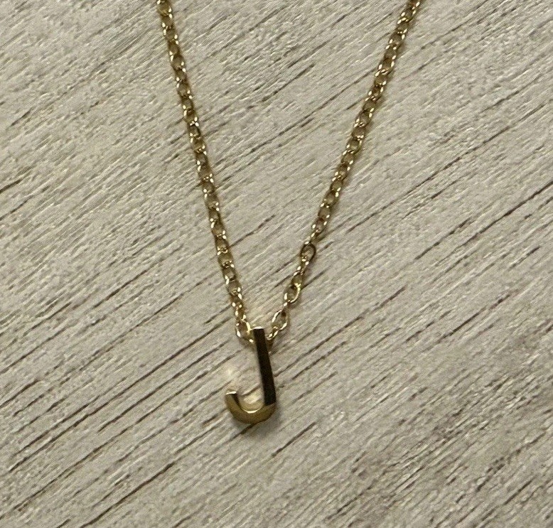18 Karat Solid Gold J Initial Dainty Pendant Necklace 18 inch adjustable chain 18 Karat Solid Gold J Initial Dainty Pendant Necklace 18 inch adjustable chain