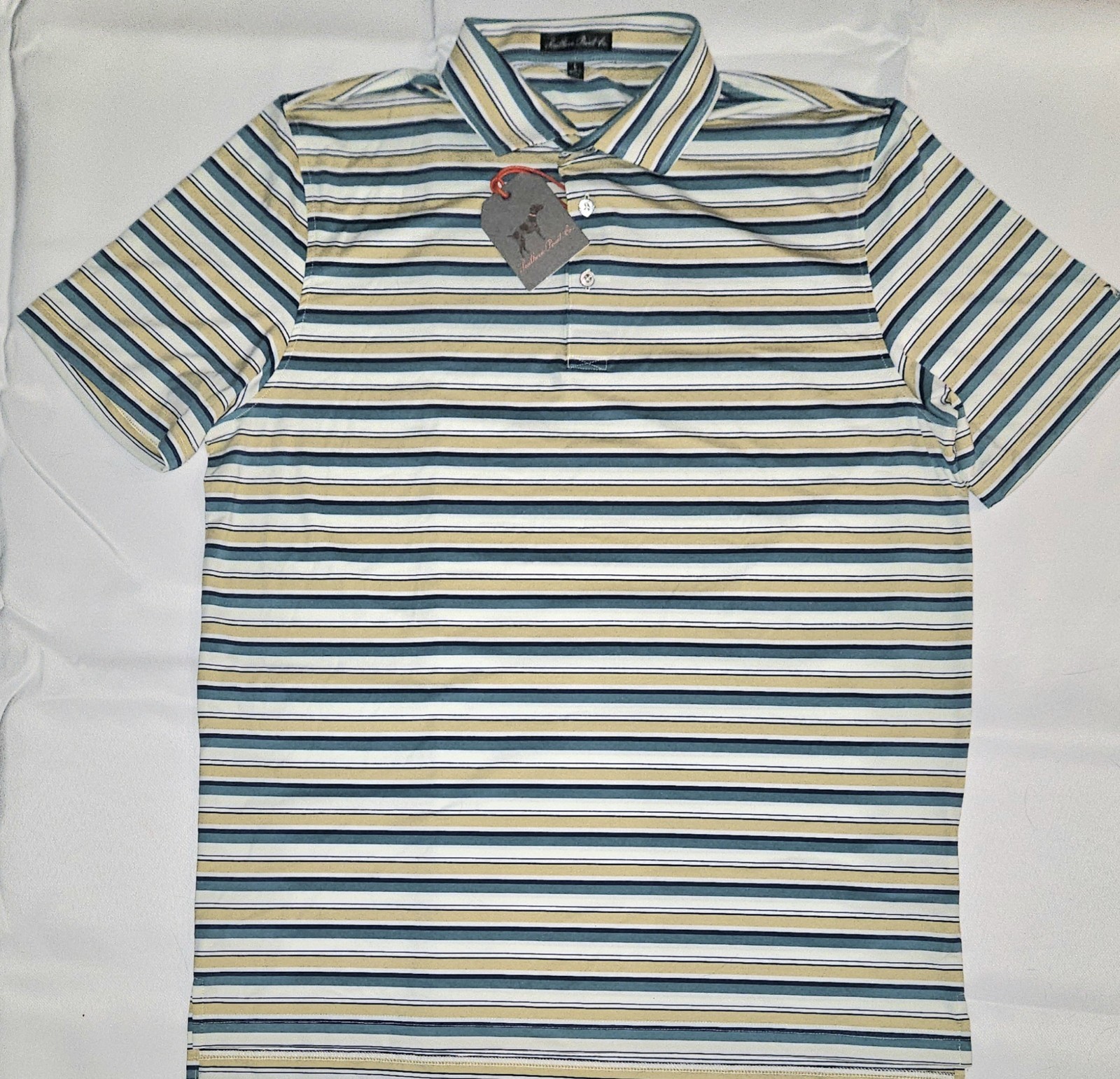 Southern Point Co. PERFORMANCE Golf Polo Shirt Emerald Coast striped NWT L