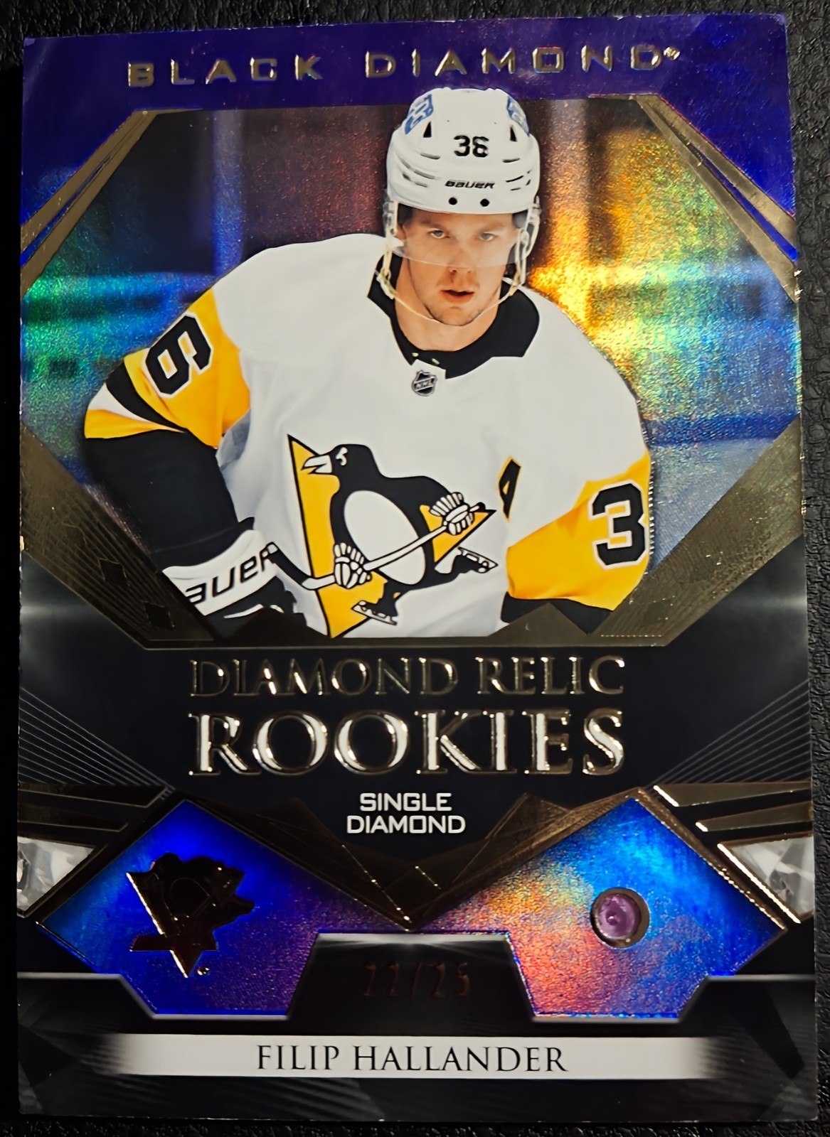 FILIP HALLANDER 2022-23 Black Diamond Single /25 SP Relic ROOKIES #04/25 RC UD