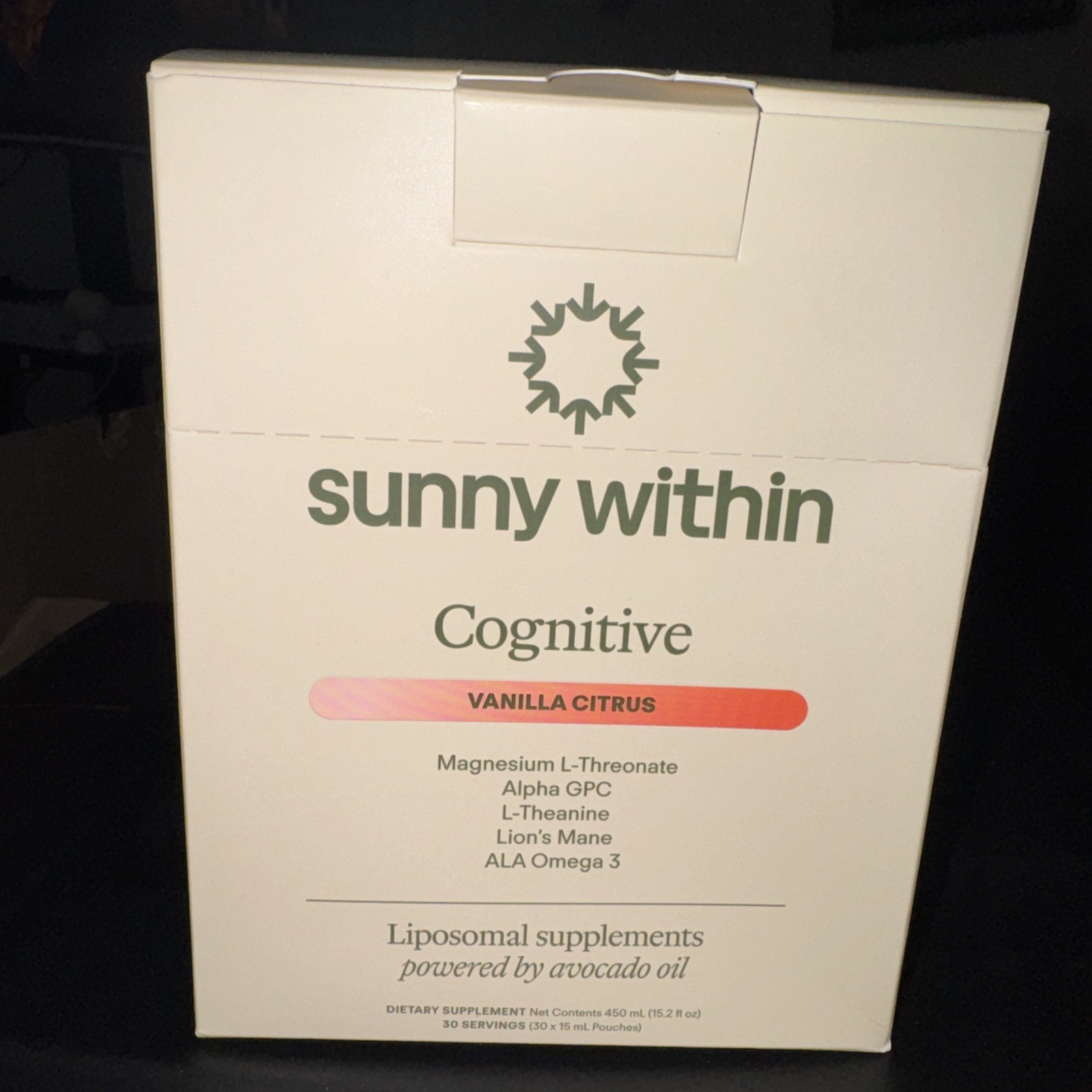 Sunny Within Vanilla Citrus Cognitive 30 Servings Exp Nov. 2026 Sunny Within Vanilla Citrus Cognitive 30 Servings Exp Nov. 2026